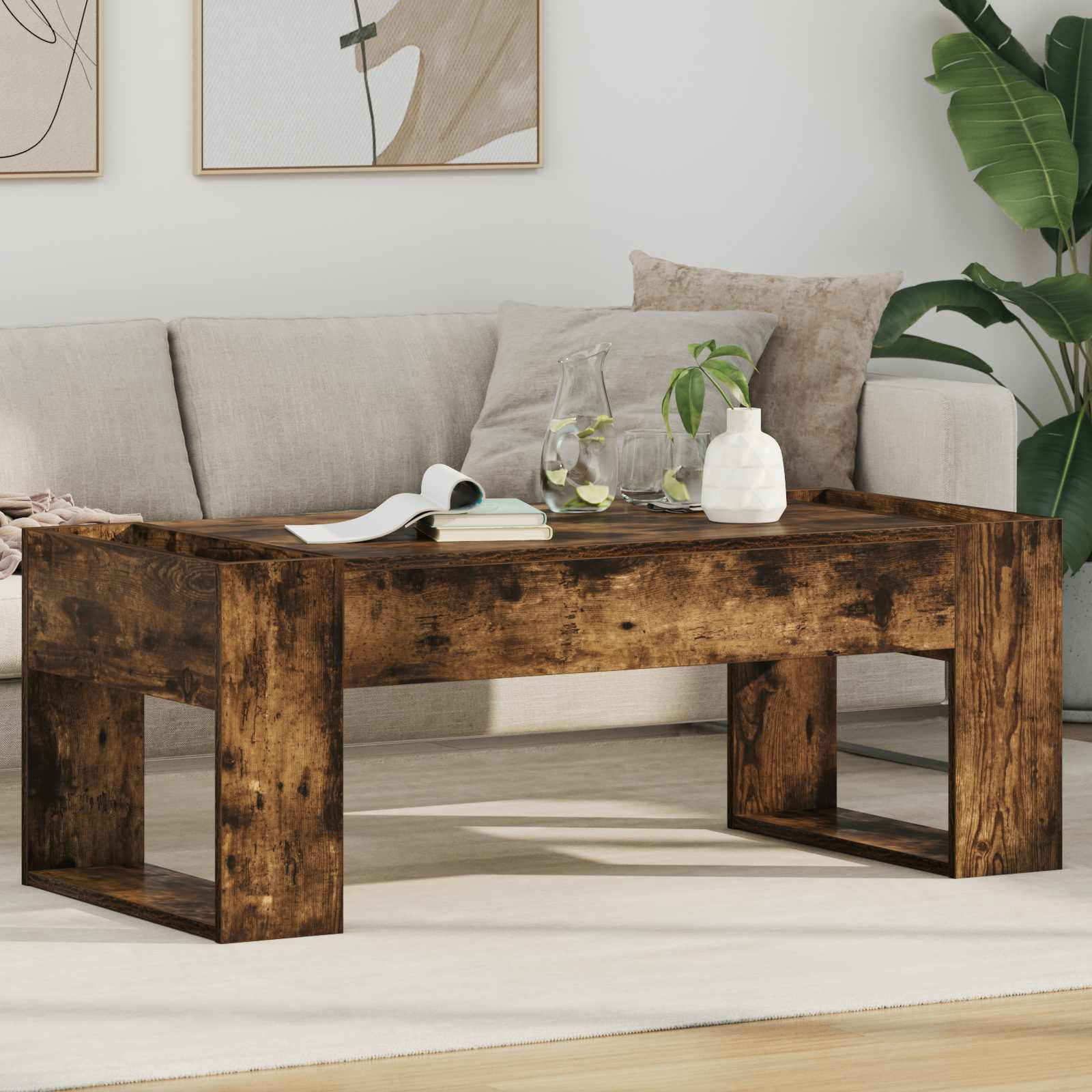 vidaXL Couchtisch Geräucherte Eiche 110 x 50 x 41 cm Holzwerkstoff