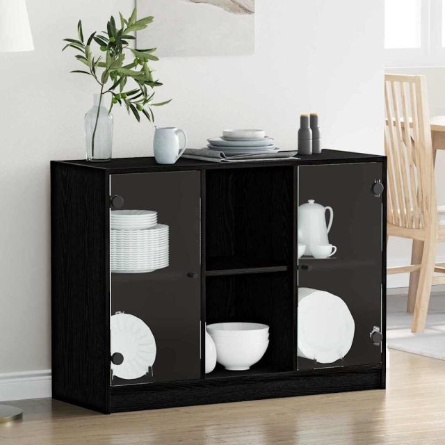 vidaXL Sideboard Schwarz Eichen-Optik 100 x 37 x 75,5 cm