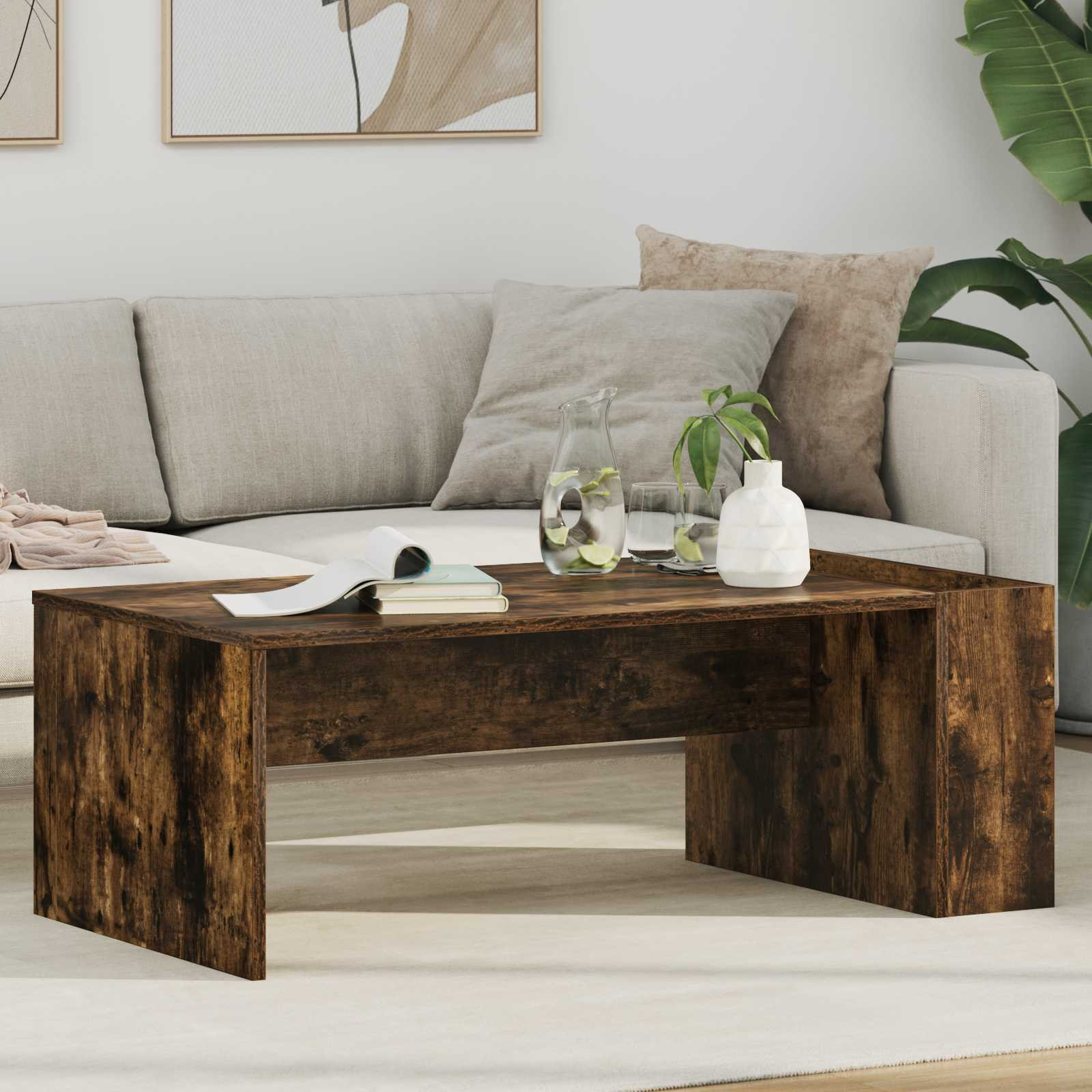 vidaXL Couchtisch Geräucherte Eiche 95 x 50 x 34 cm Holzwerkstoff