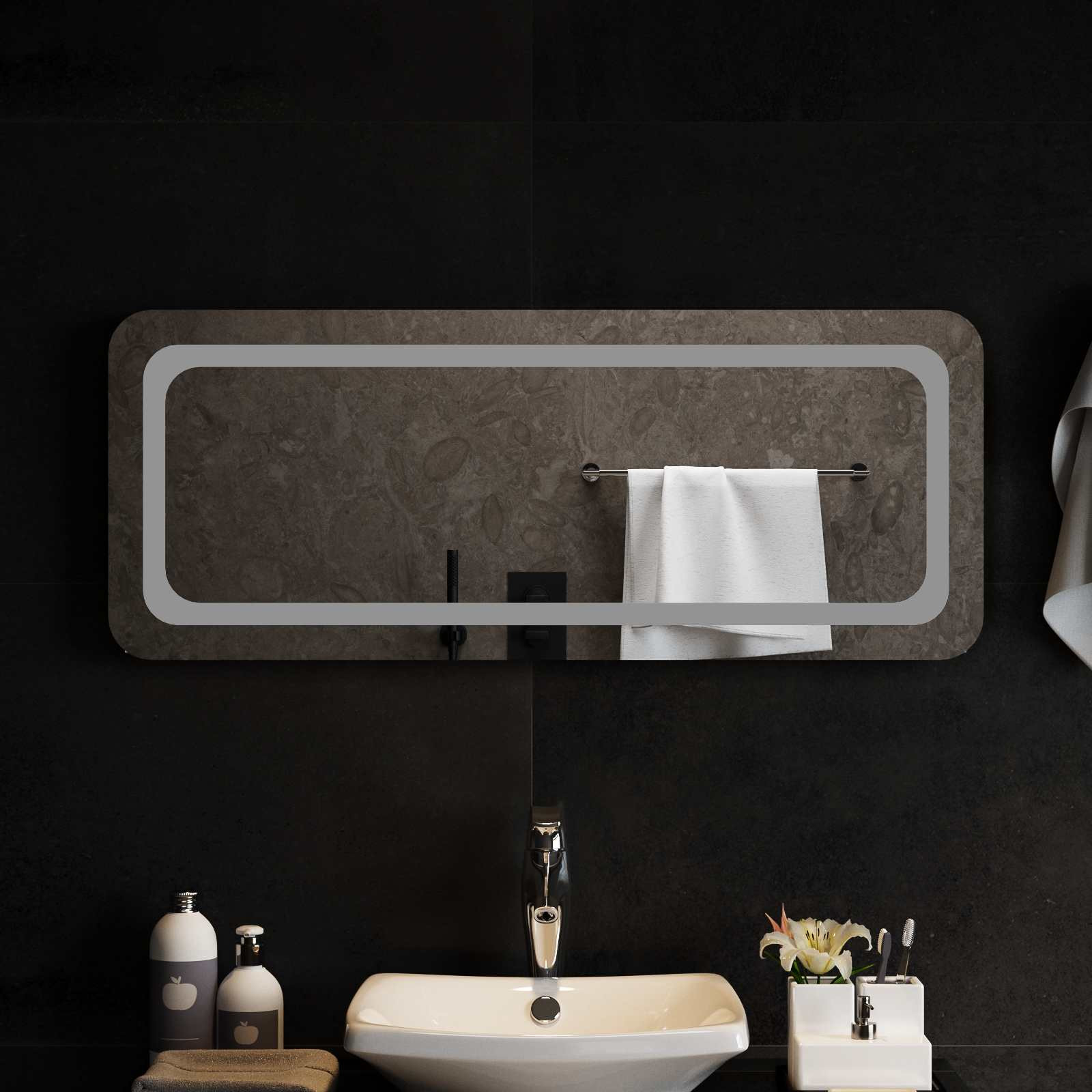 vidaXL LED-Badezimmerspiegel Transparent 100 x 40 cm Gehärtetes Glas