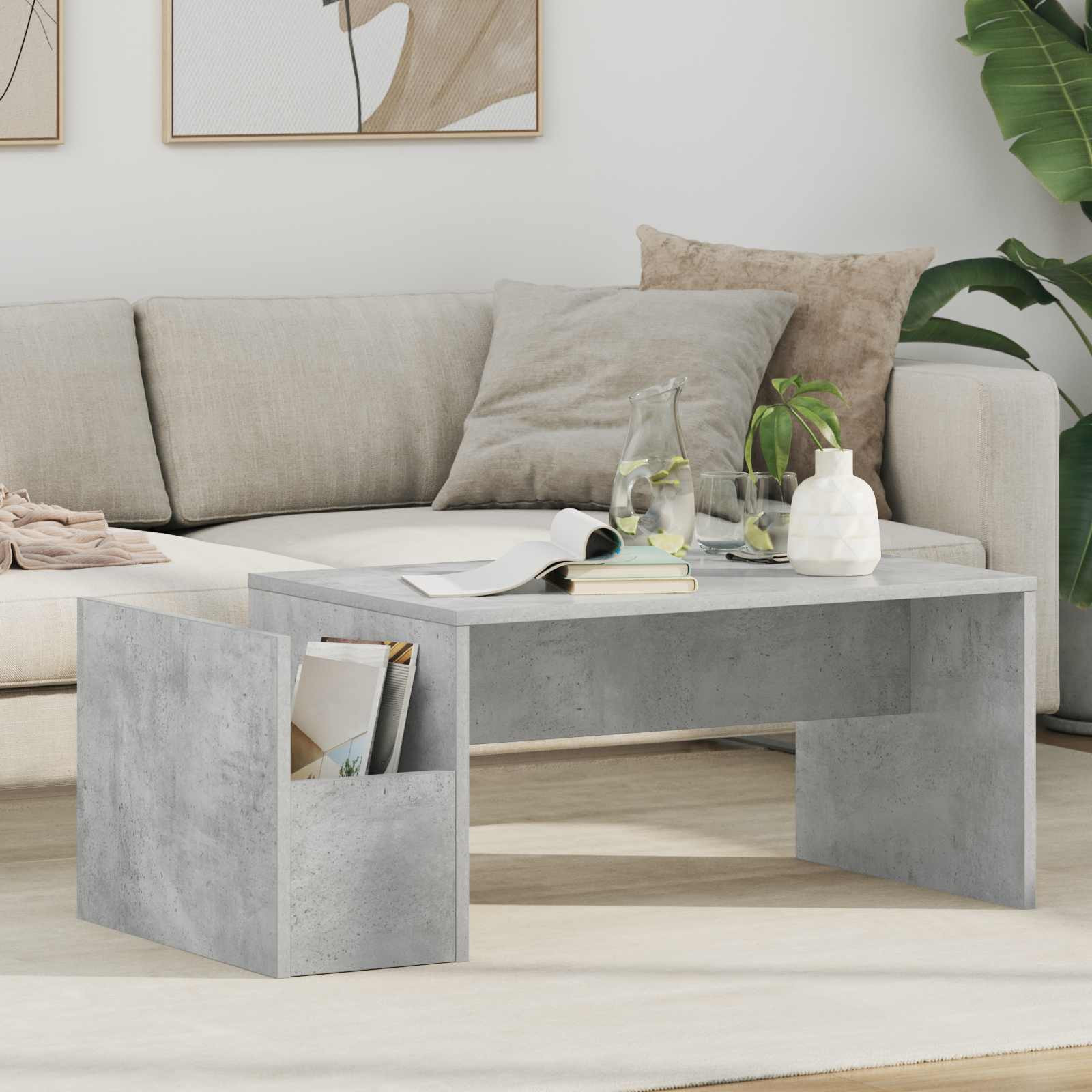 vidaXL Couchtisch Beton Grau 90 x 45 x 35 cm Holzwerkstoff