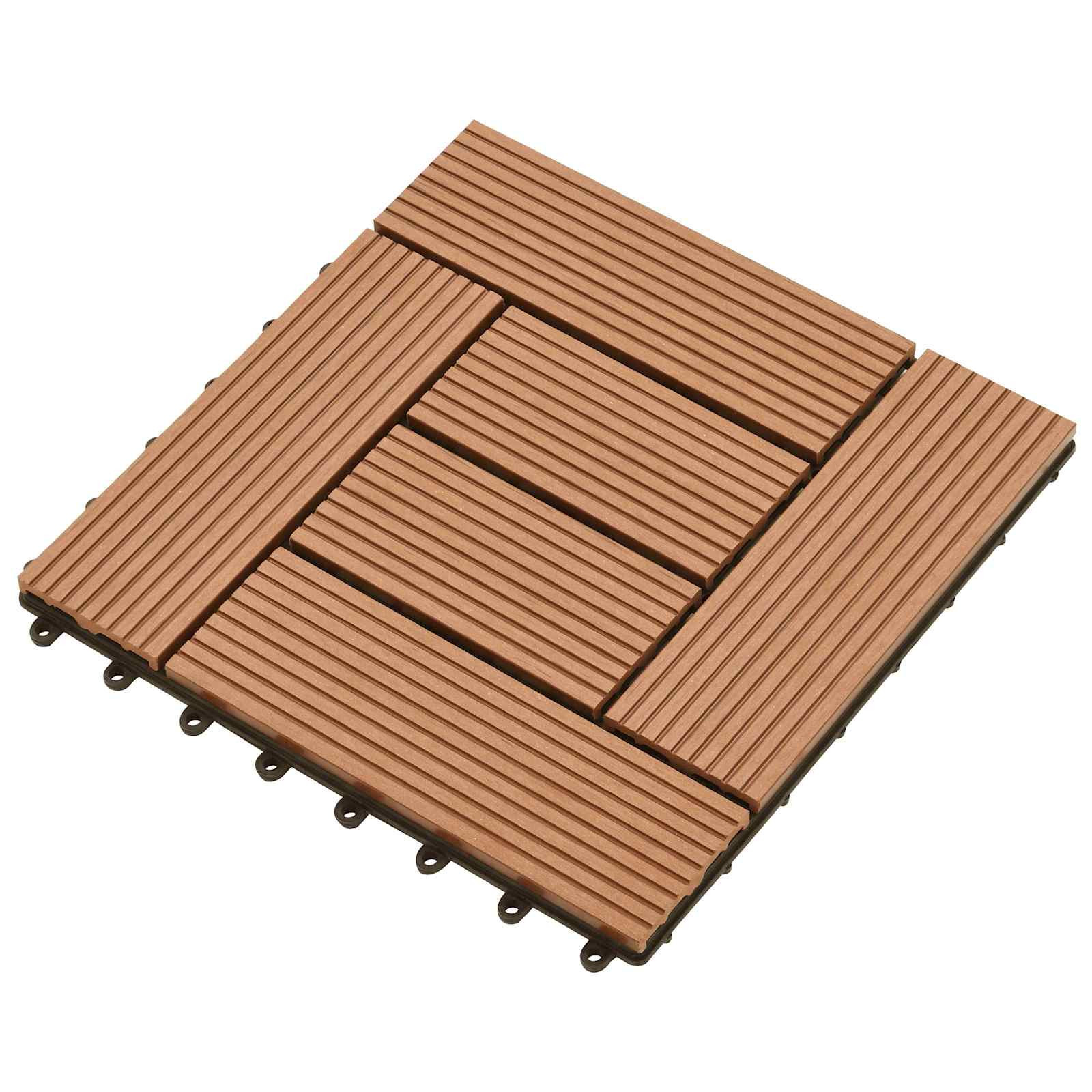 vidaXL Terrassenfliese 11 pcs Braun 30 x 30 cm WPC
