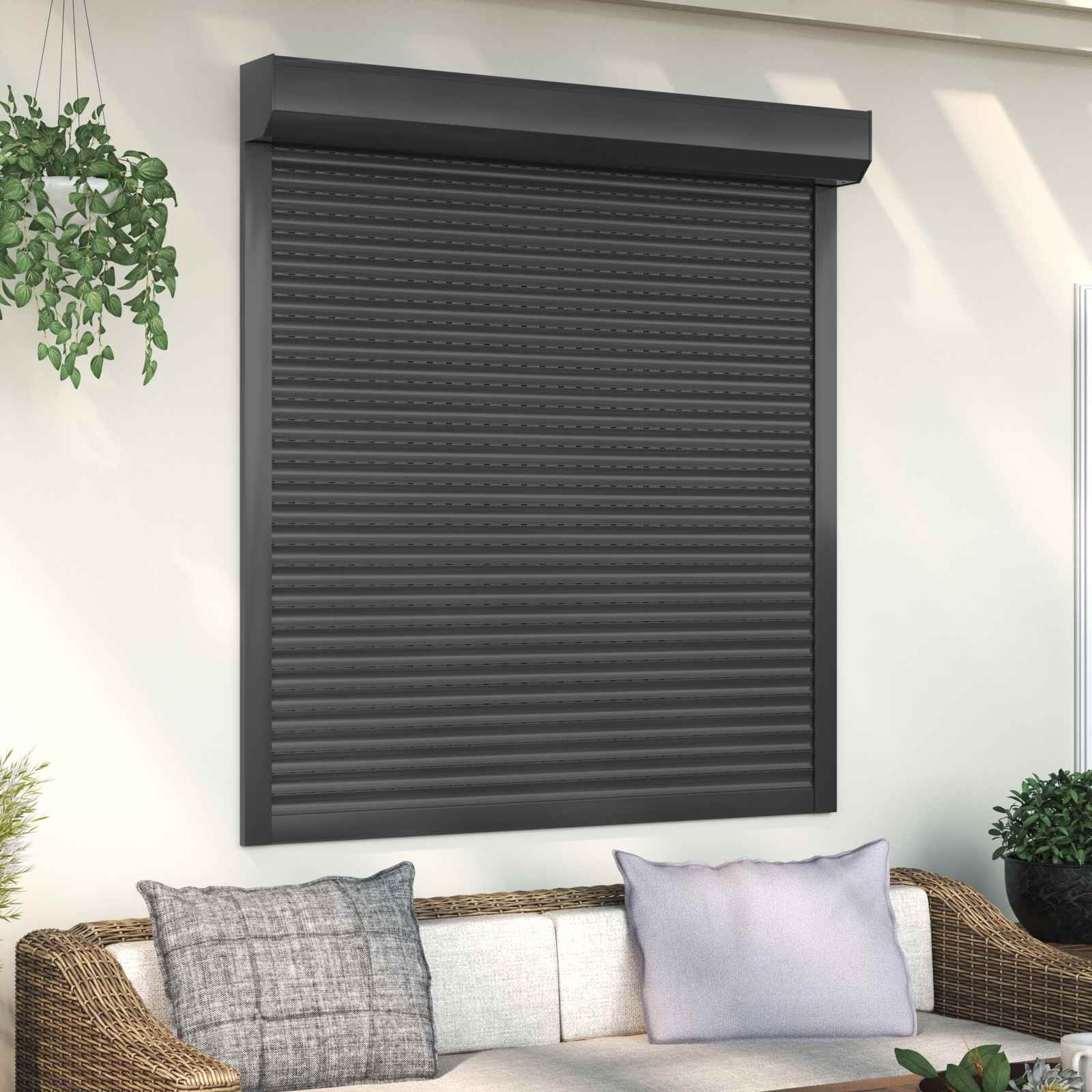 vidaXL Rollladen Anthrazit 130 x 140 cm Aluminium und Polyurethan