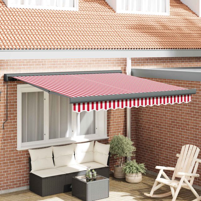 vidaXL Ausziehbare Markise Rot und Weiß 300 x 250 cm