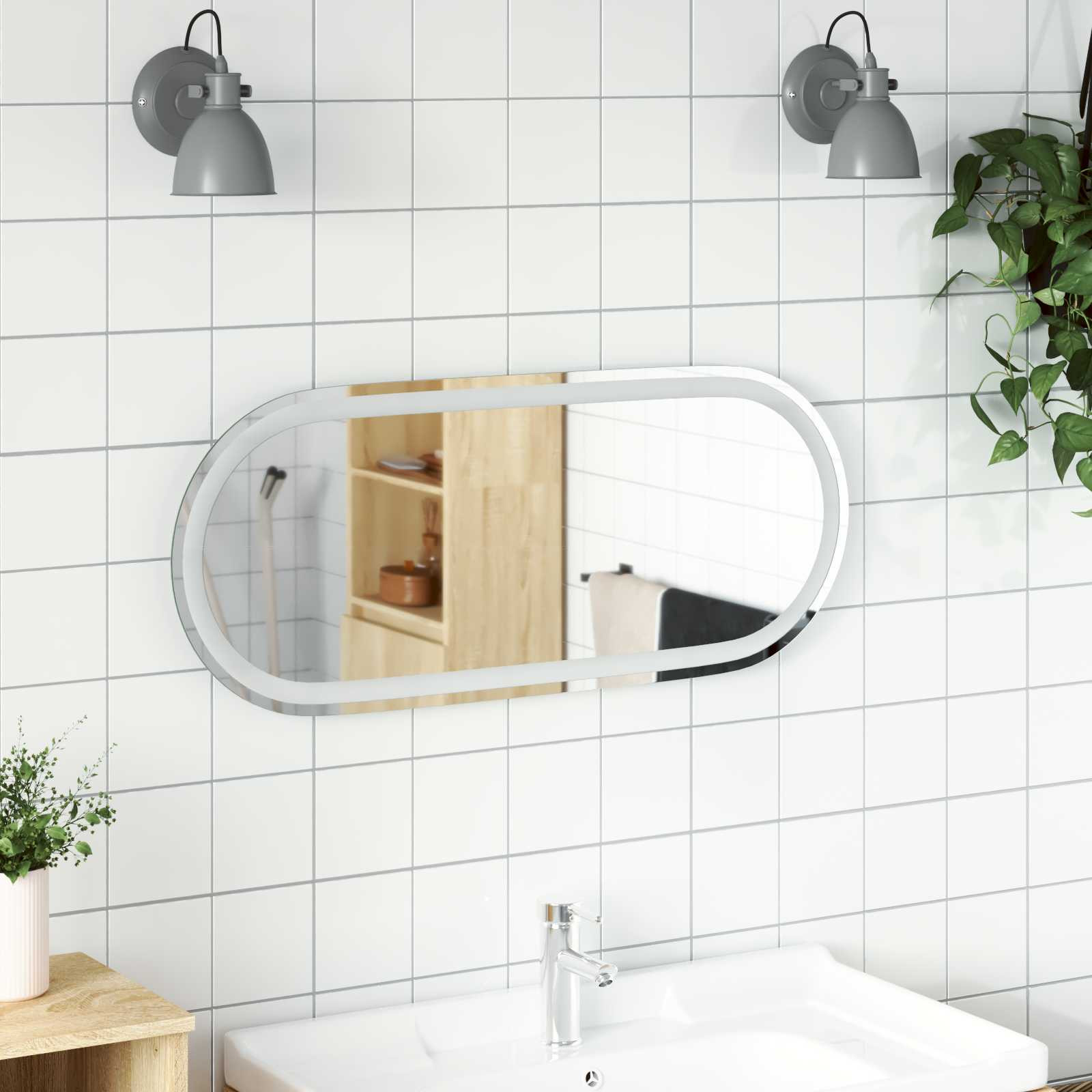 vidaXL LED-Badezimmerspiegel Transparent 80 x 35 cm Gehärtetes Glas
