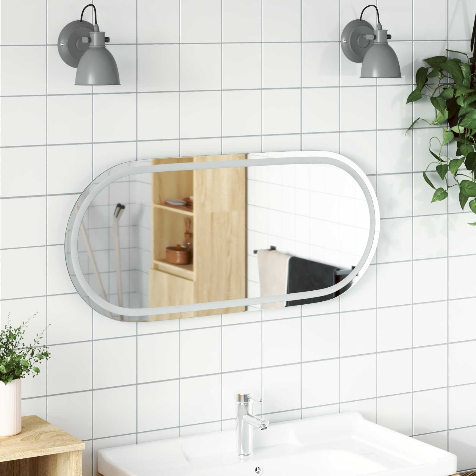 vidaXL LED-Badezimmerspiegel Transparent 100 x 45 cm Gehärtetes Glas