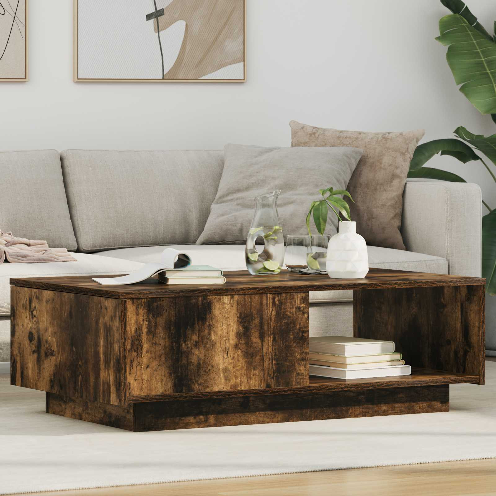 vidaXL Couchtisch Geräucherte Eiche 95 x 55 x 31 cm Holzwerkstoff