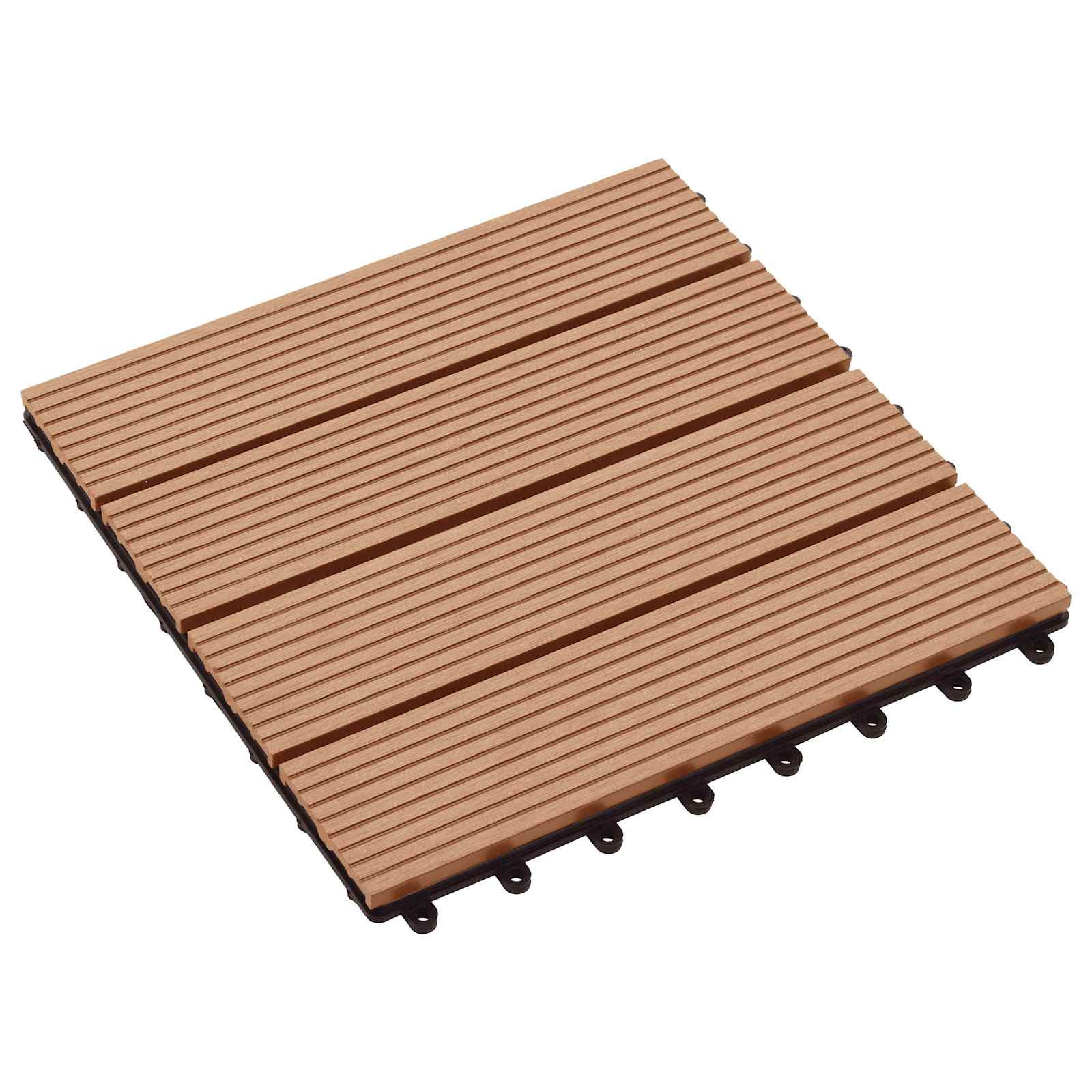 vidaXL Terrassenfliese 11 pcs Teak 30 x 30 cm WPC