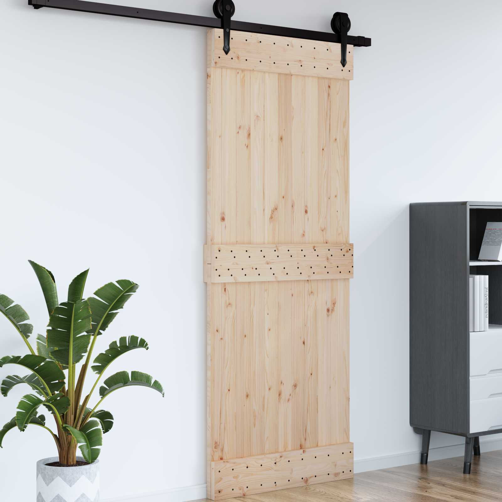 vidaXL Tür NARVIK Natur 80 x 210 cm Massivkiefer
