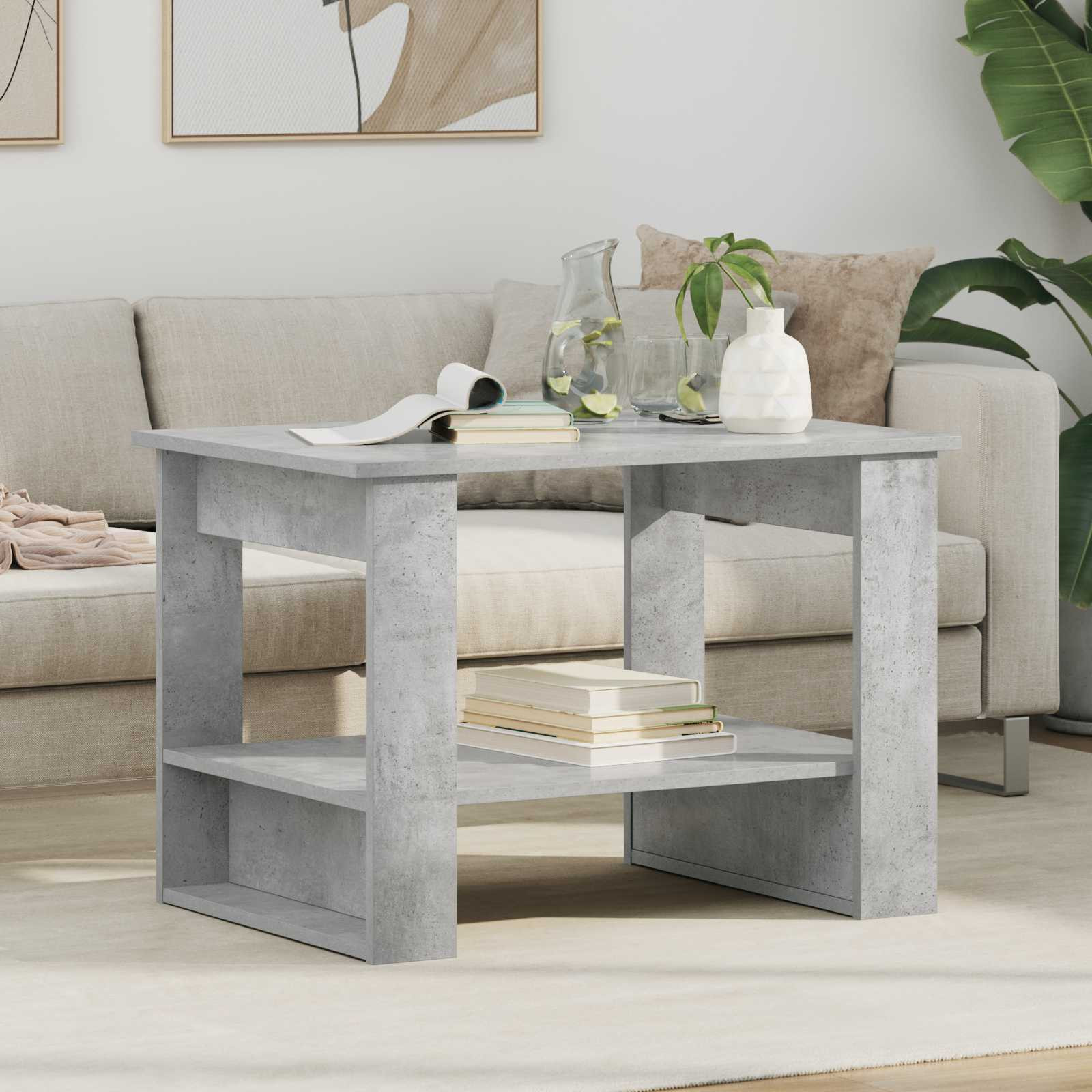 vidaXL Couchtisch Beton Grau 72 x 50 x 50 cm Holzwerkstoff