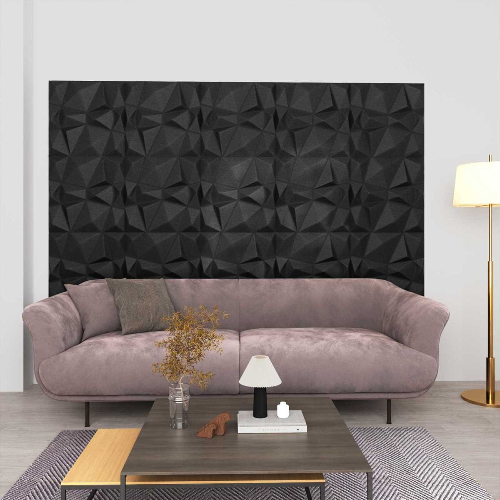 vidaXL Wandpaneele 48 pcs Diamant Schwarz 50 x 50 cm XPS Schaum