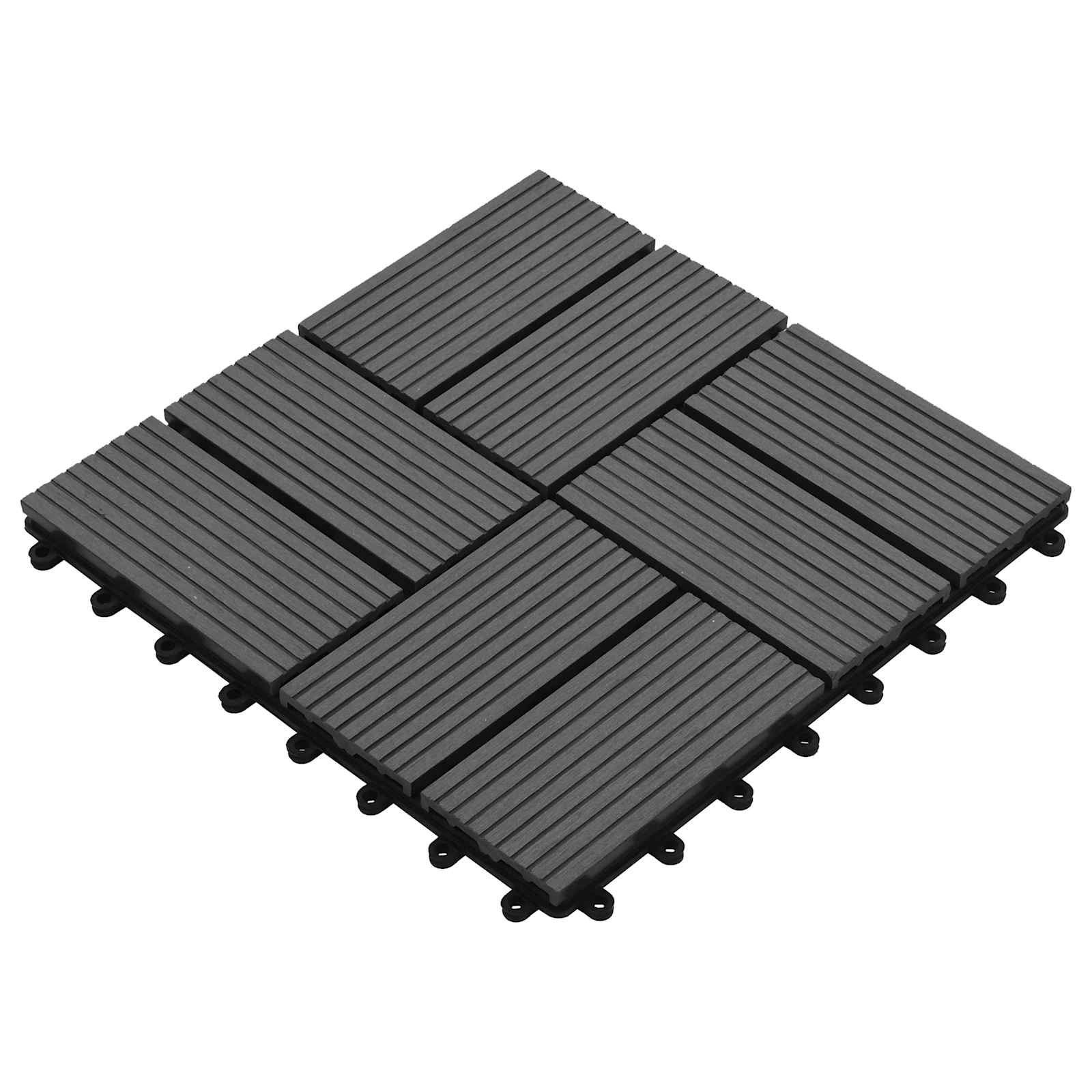vidaXL Terrassenfliese 11 pcs Grau 30 x 30 cm WPC
