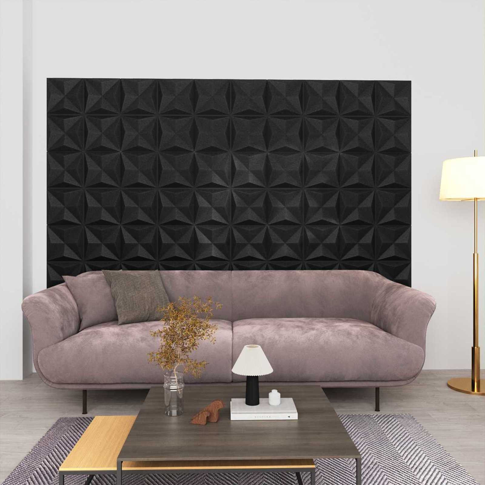 vidaXL Wandpaneele 12 pcs Origami Schwarz 50 x 50 cm XPS Schaum