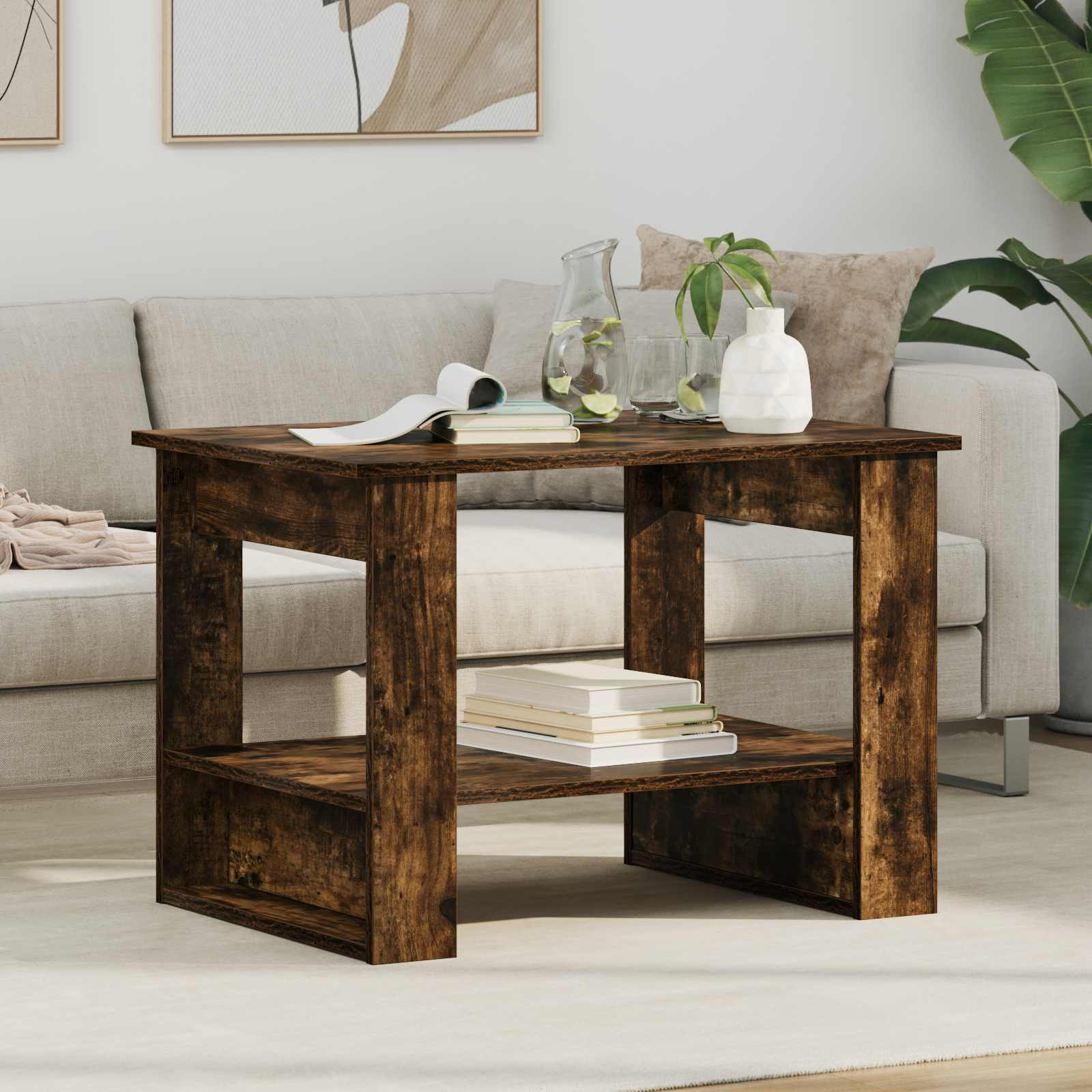 vidaXL Couchtisch Geräucherte Eiche 72 x 50 x 50 cm Holzwerkstoff