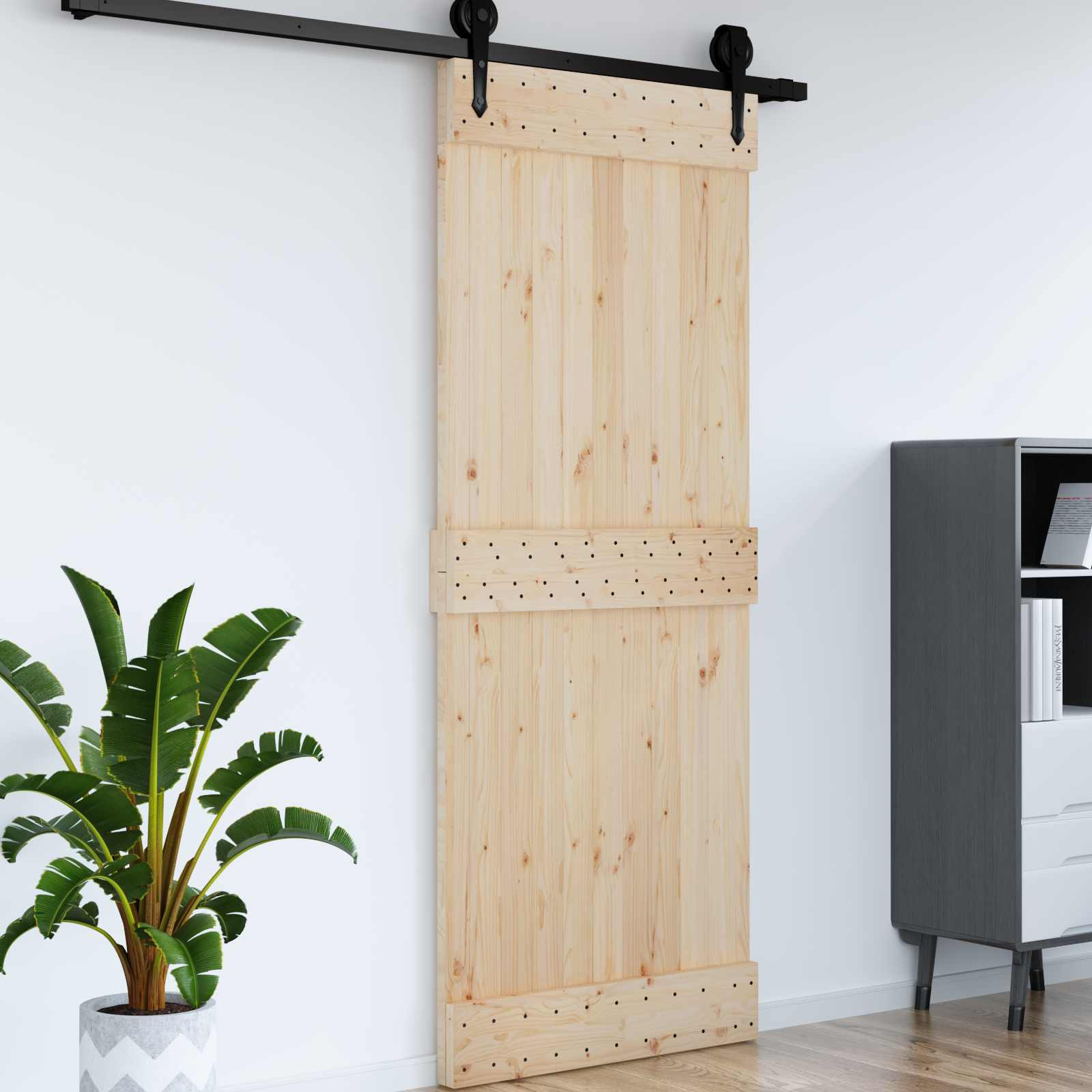 vidaXL Tür NARVIK Natur 90 x 210 cm Massivkiefer