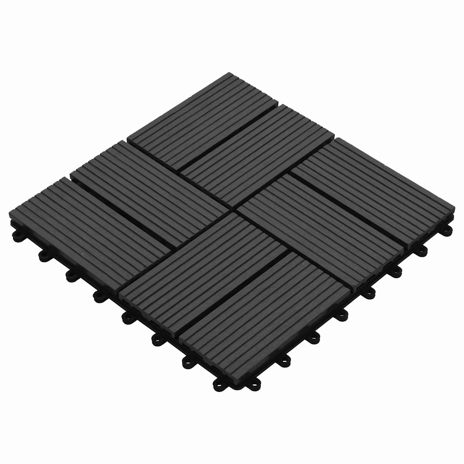 vidaXL Terrassenfliese 11 pcs Schwarz 30 x 30 cm WPC