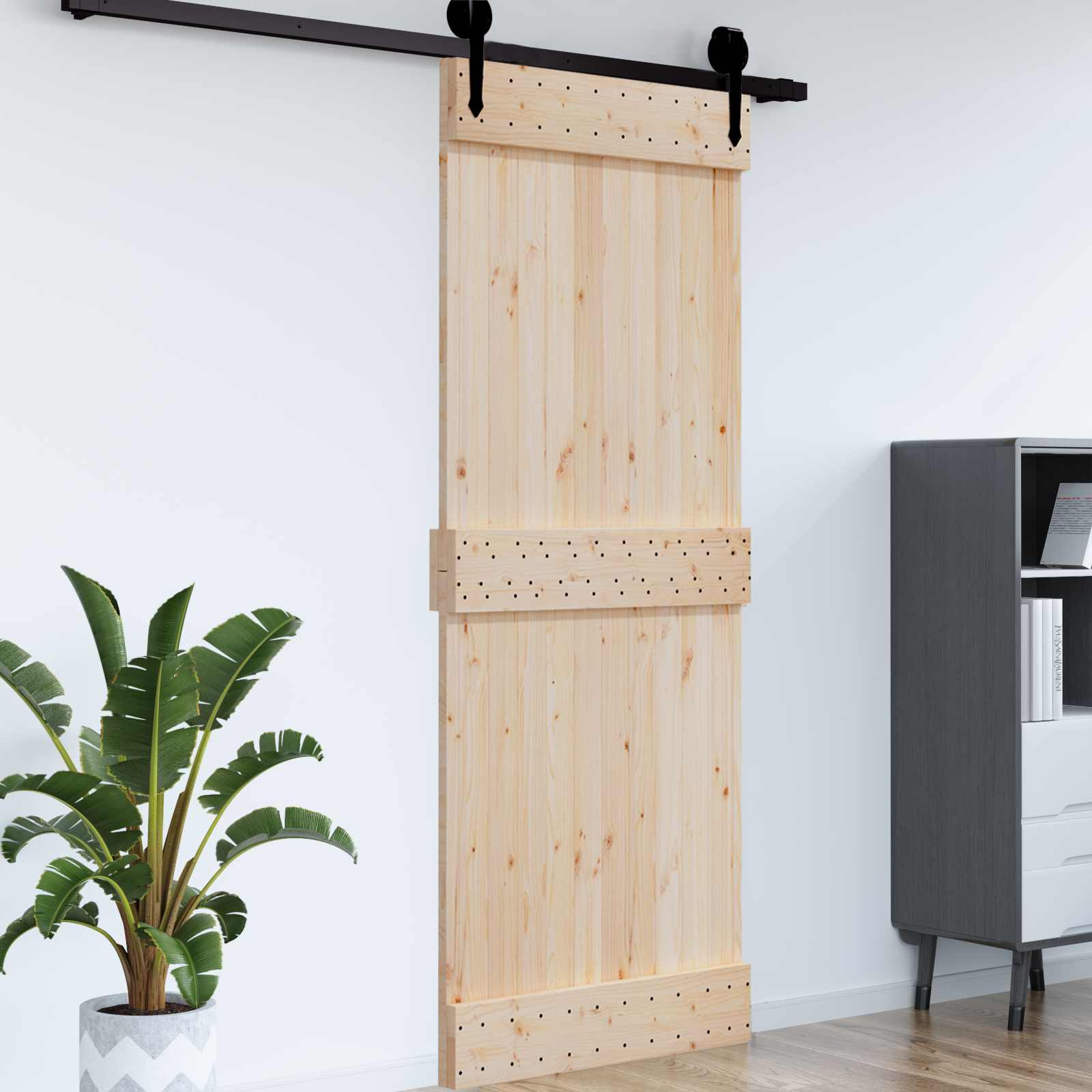 vidaXL Tür NARVIK Natur 95 x 210 cm Massivkiefer