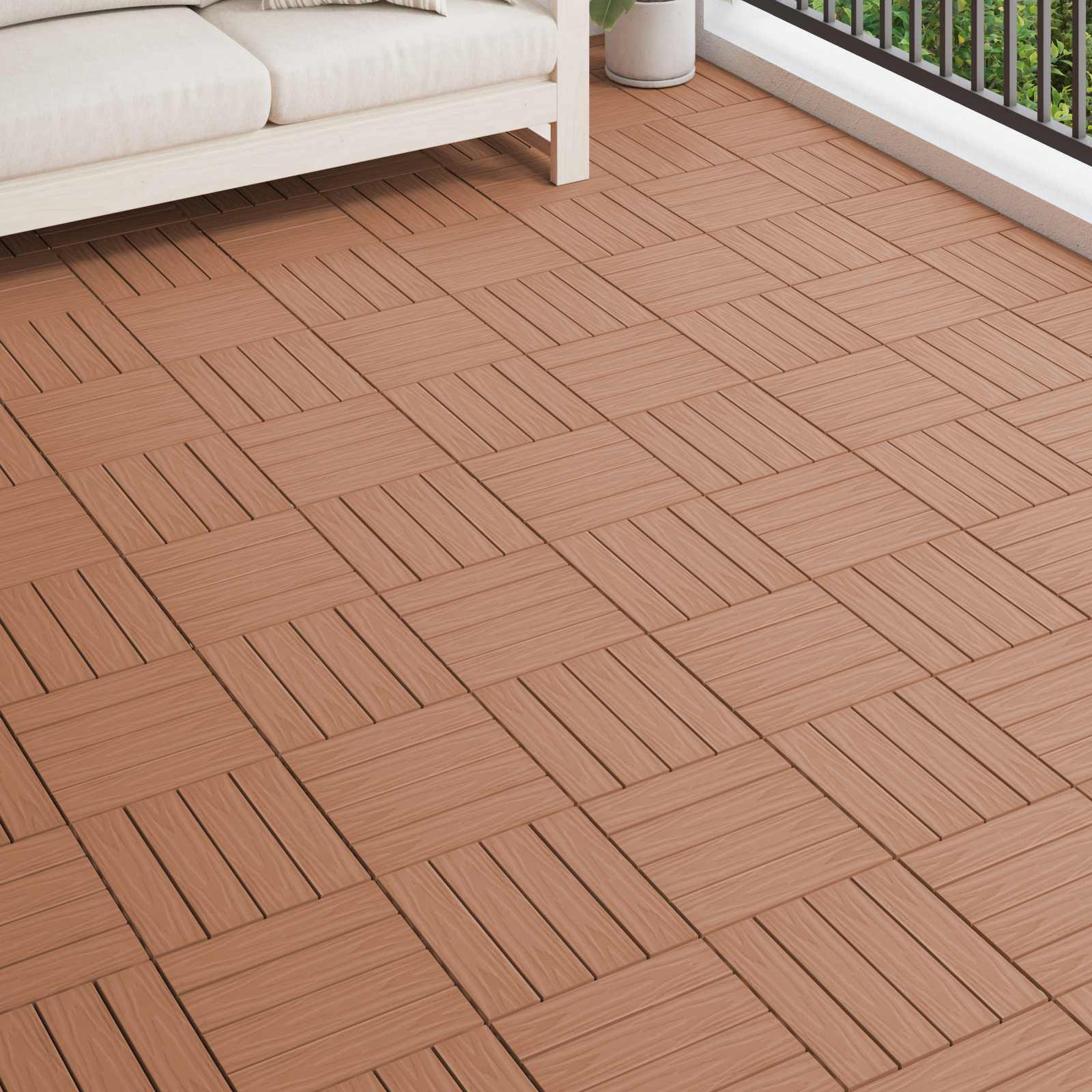 vidaXL Terrassenfliese 3D-Design 11 pcs Hellbraun 30 x 30 cm WPC