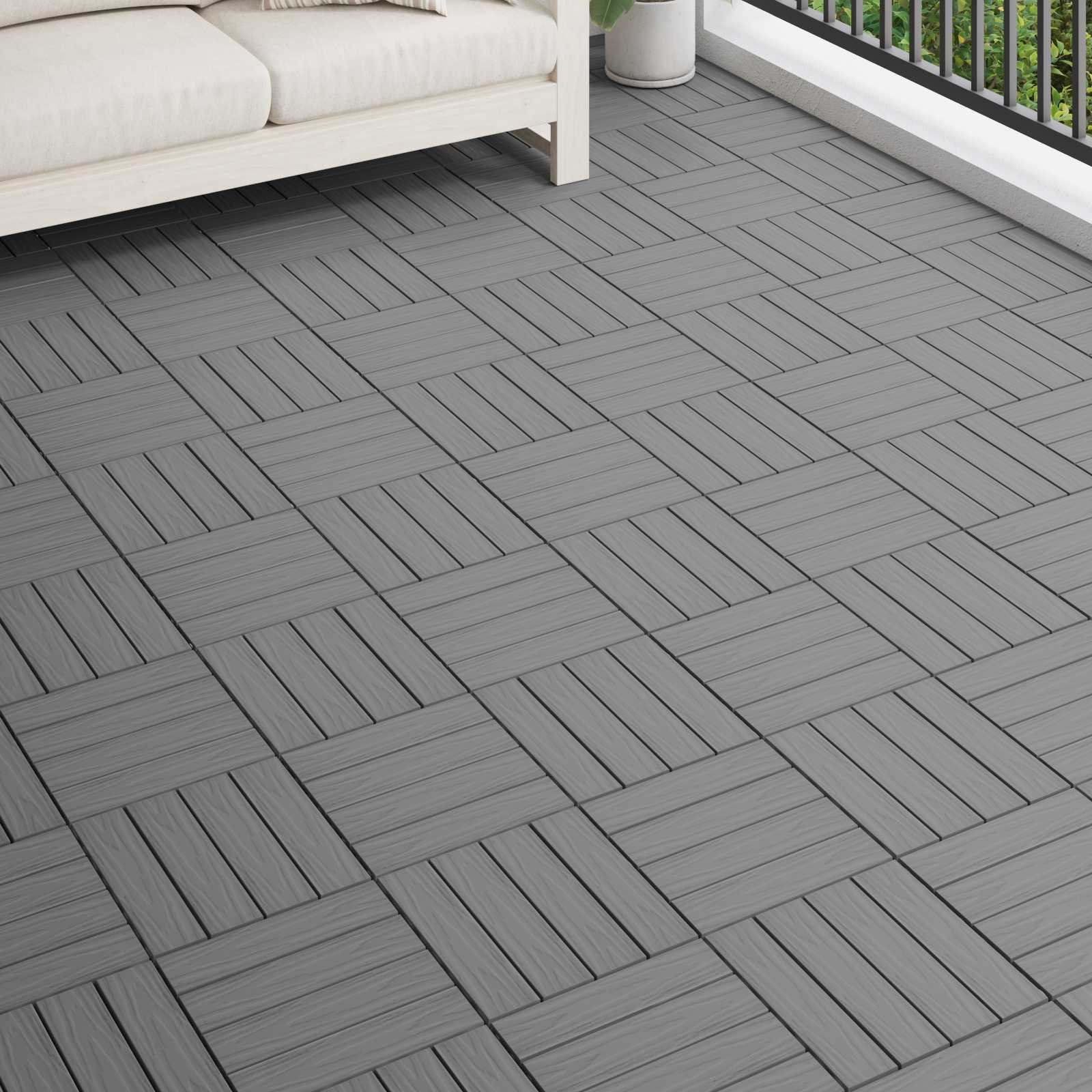 vidaXL Terrassenfliese 3D-Design 11 pcs Grau 30 x 30 cm WPC