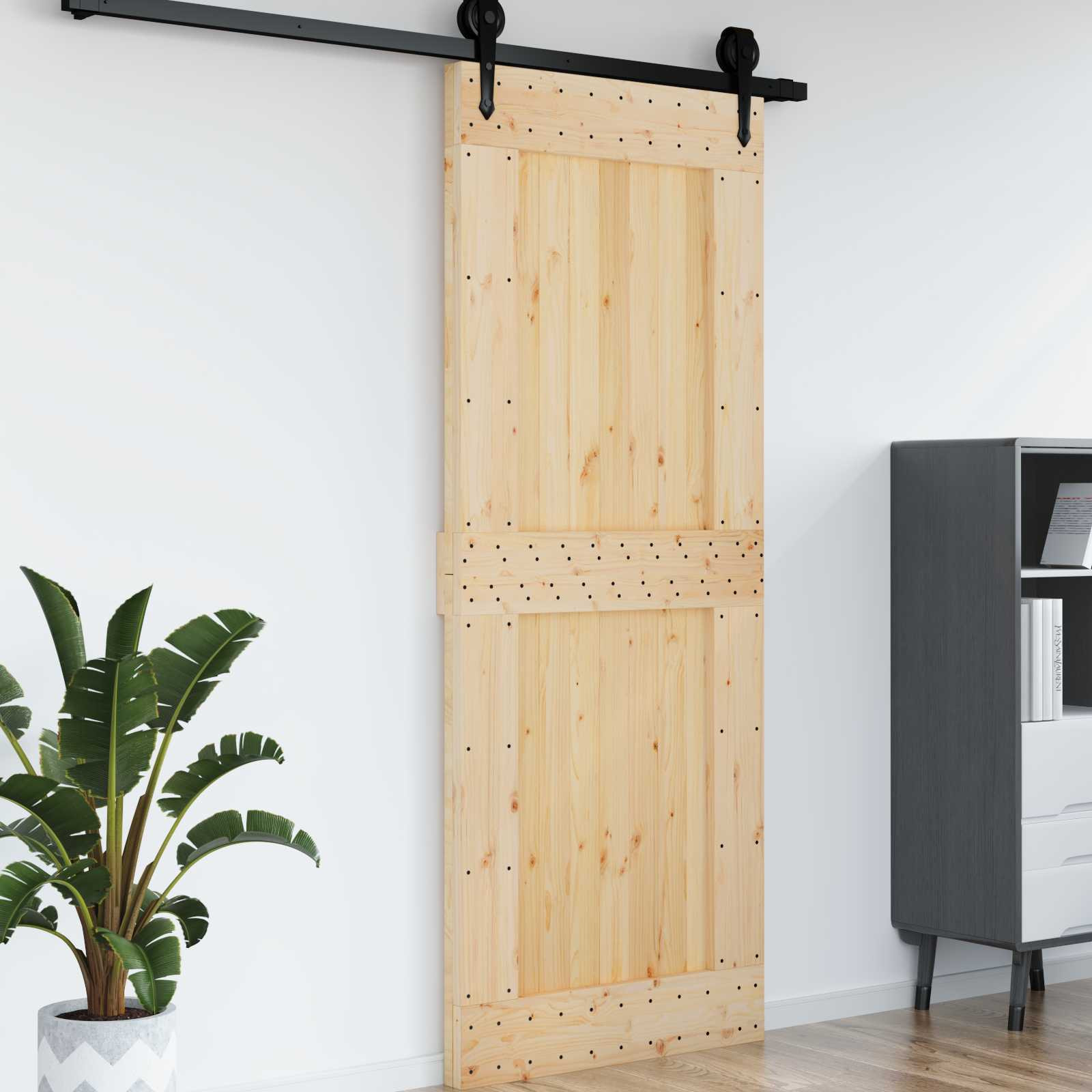 vidaXL Tür NARVIK Natur 90 x 210 cm Massivkiefer