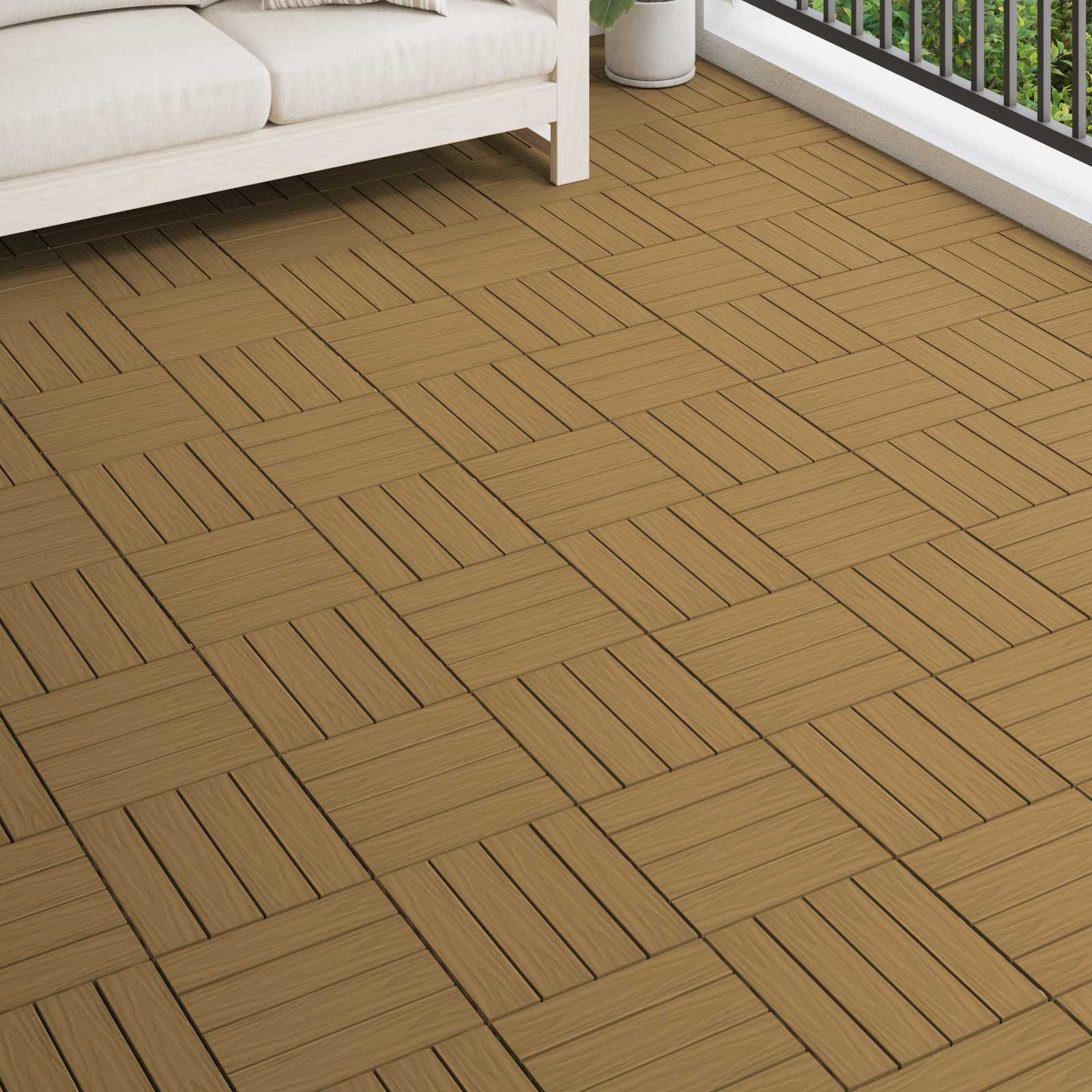 vidaXL Terrassenfliese 3D-Design 11 pcs Teak 30 x 30 cm WPC