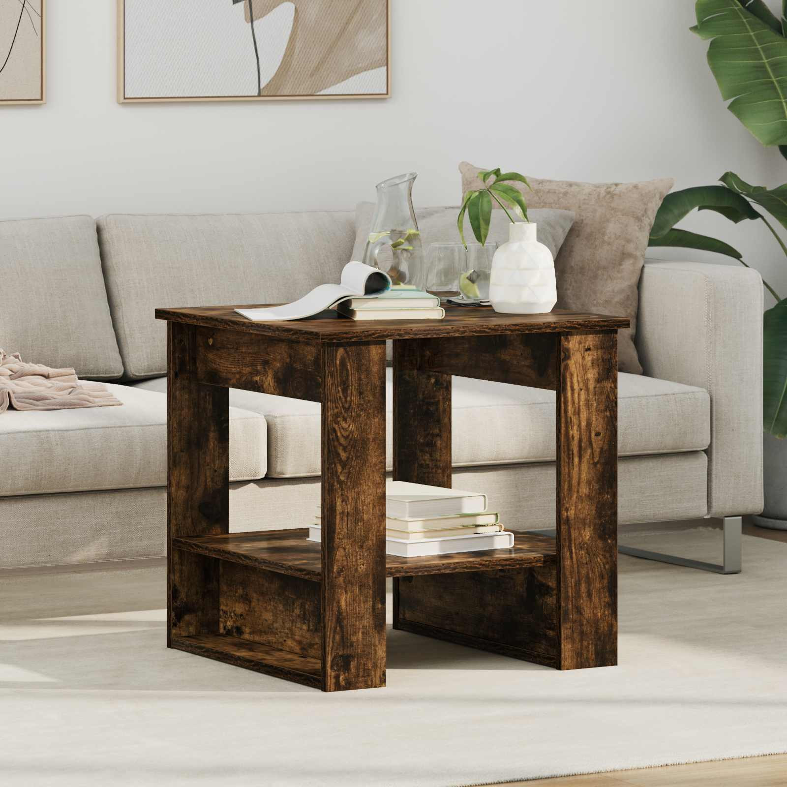 vidaXL Couchtisch Geräucherte Eiche 51 x 50 x 50 cm Holzwerkstoff