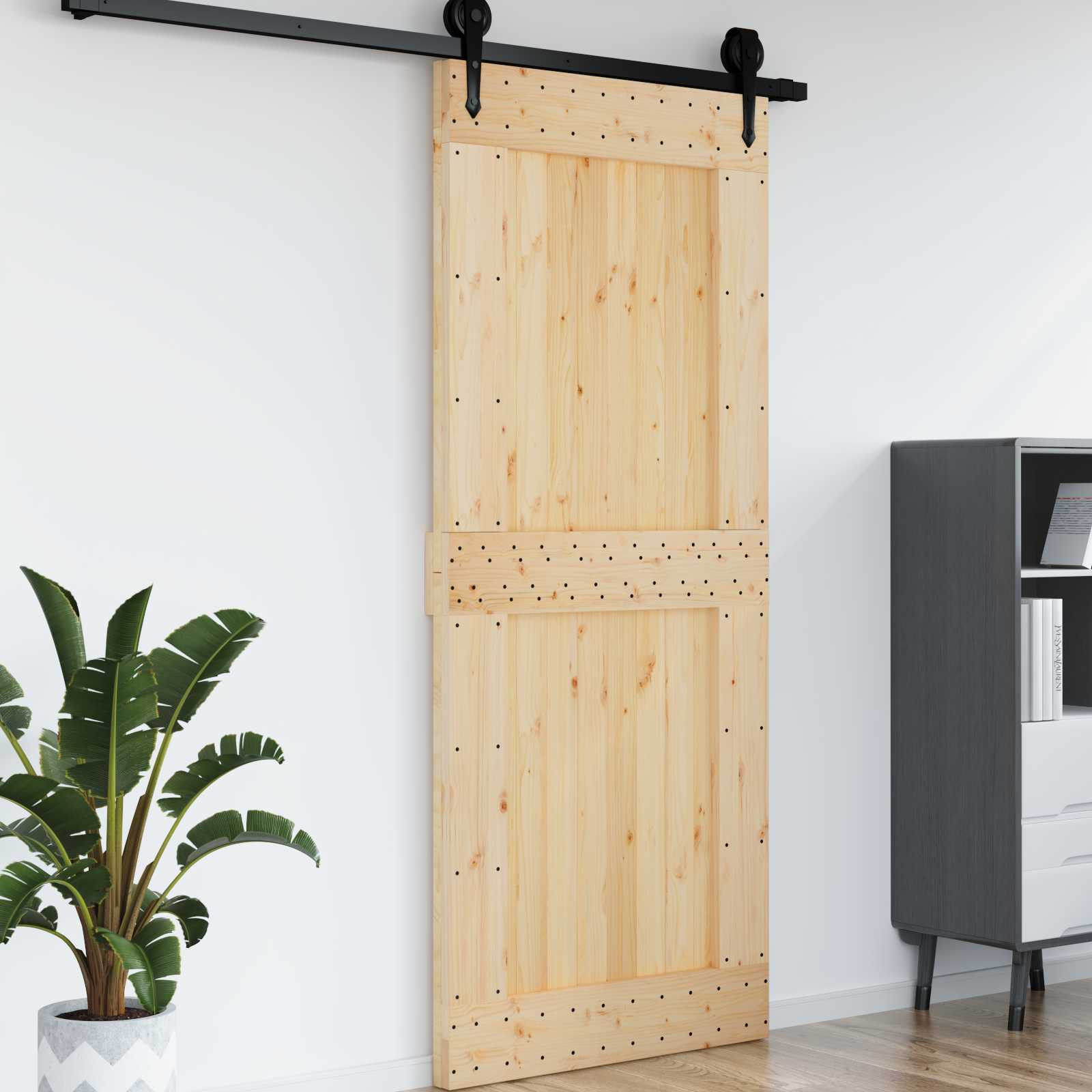 vidaXL Tür NARVIK Natur 95 x 210 cm Massivkiefer