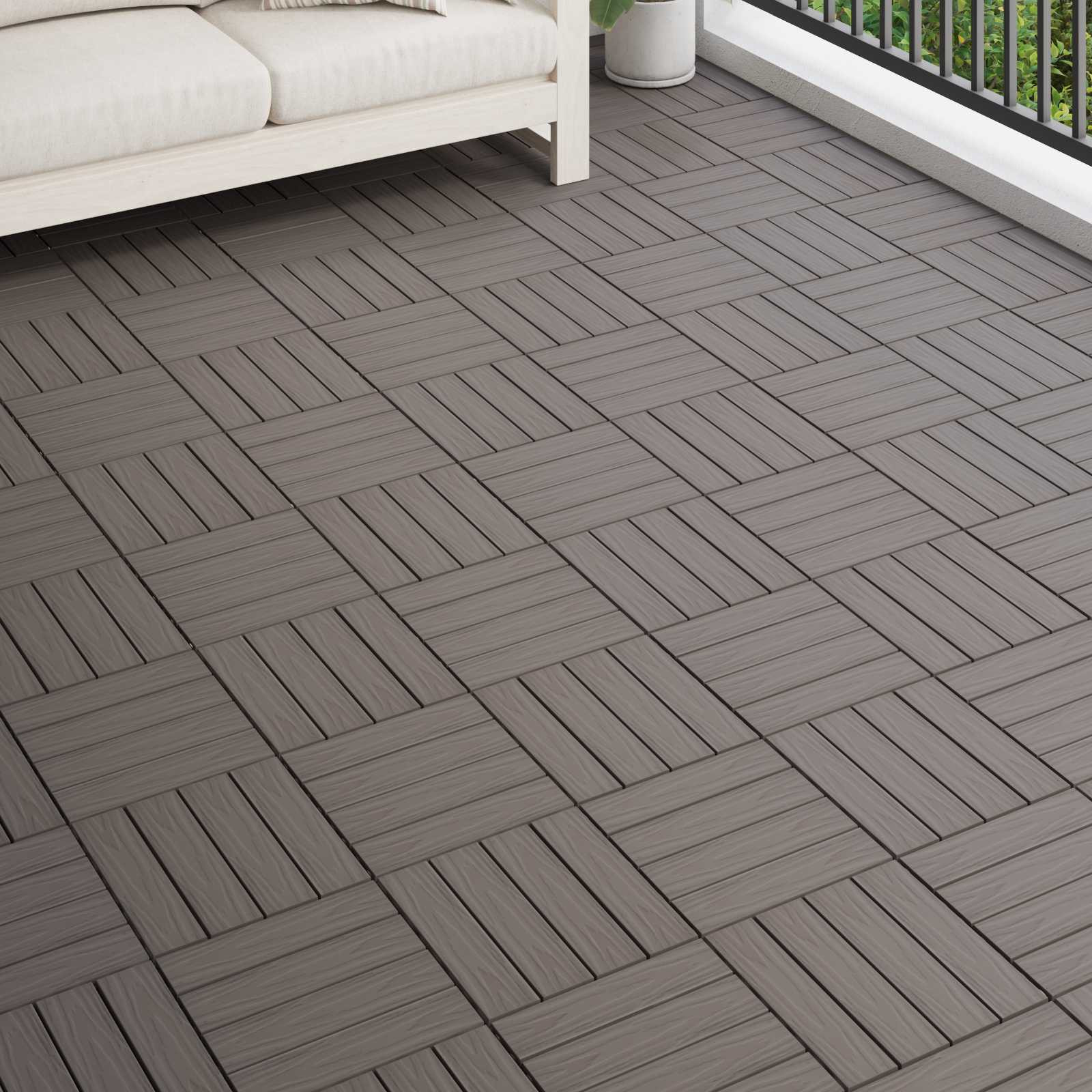 vidaXL Terrassenfliese 3D-Design 11 pcs Dunkelbraun 30 x 30 cm WPC