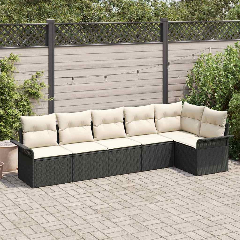 vidaXL Gartensofa-set mit Kissen 6 pcs Schwarz Poly-Rattan