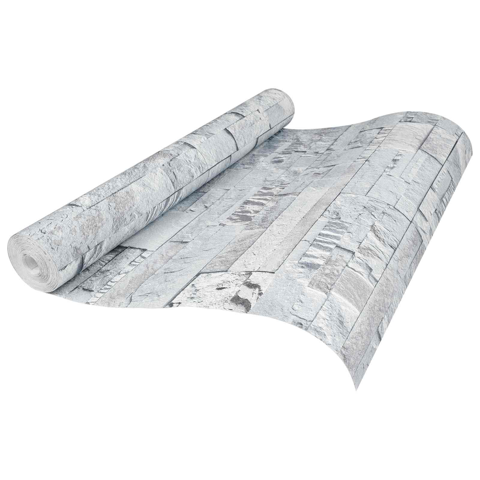 vidaXL 3D Stein Tapete Hellgrau 10 x 0,53 m Vliesstoff