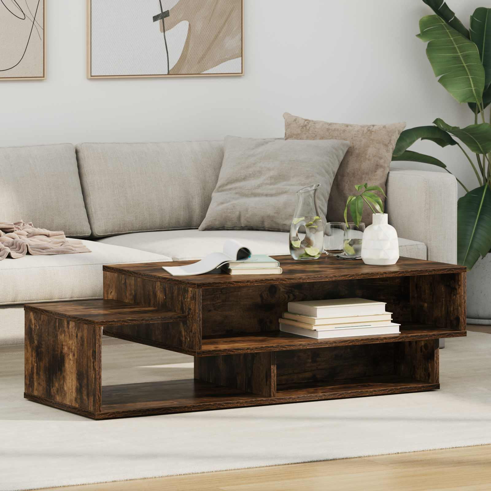 vidaXL Couchtisch Geräucherte Eiche 105 x 50 x 32,5 cm Holzwerkstoff