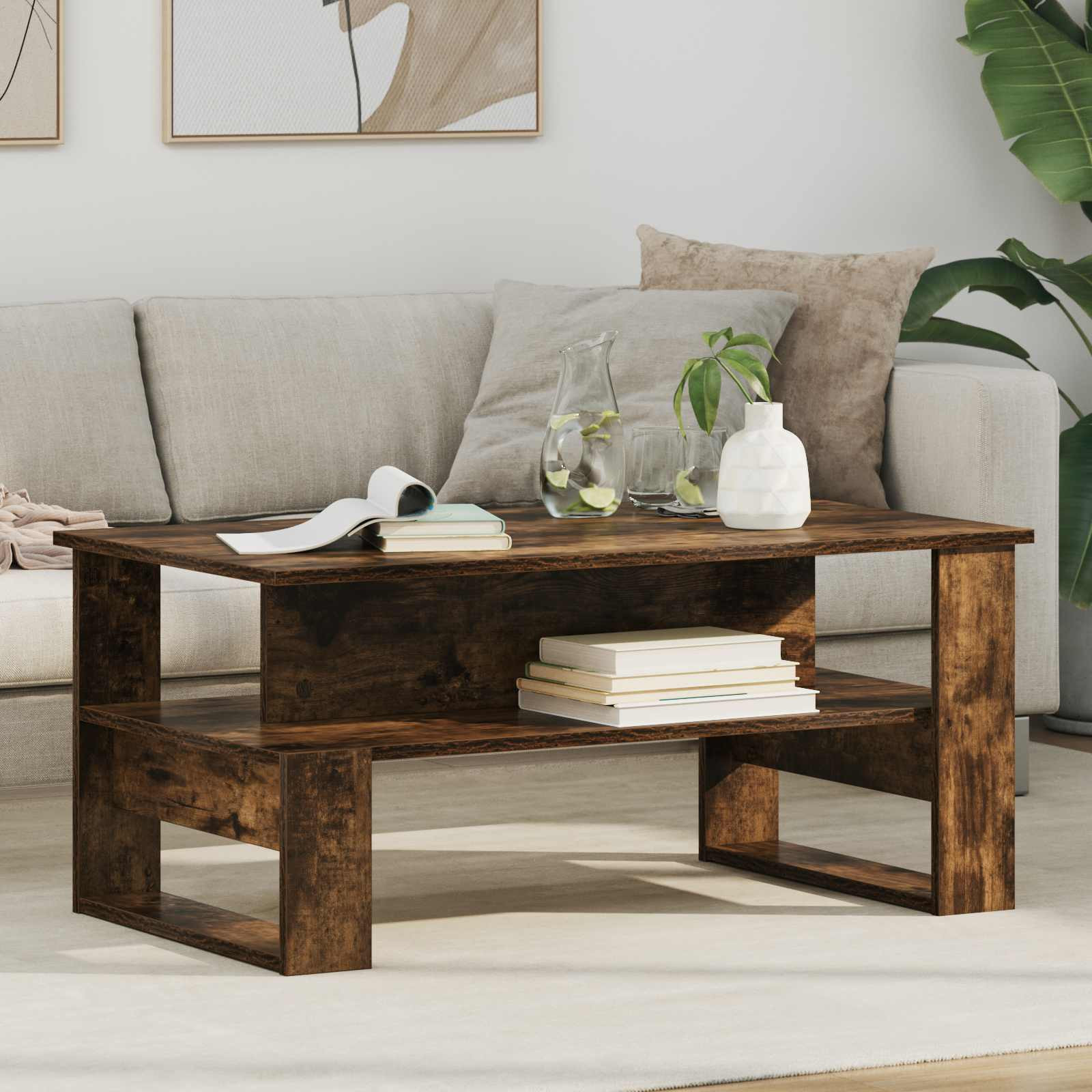 vidaXL Couchtisch Geräucherte Eiche 90 x 50 x 40 cm Holzwerkstoff