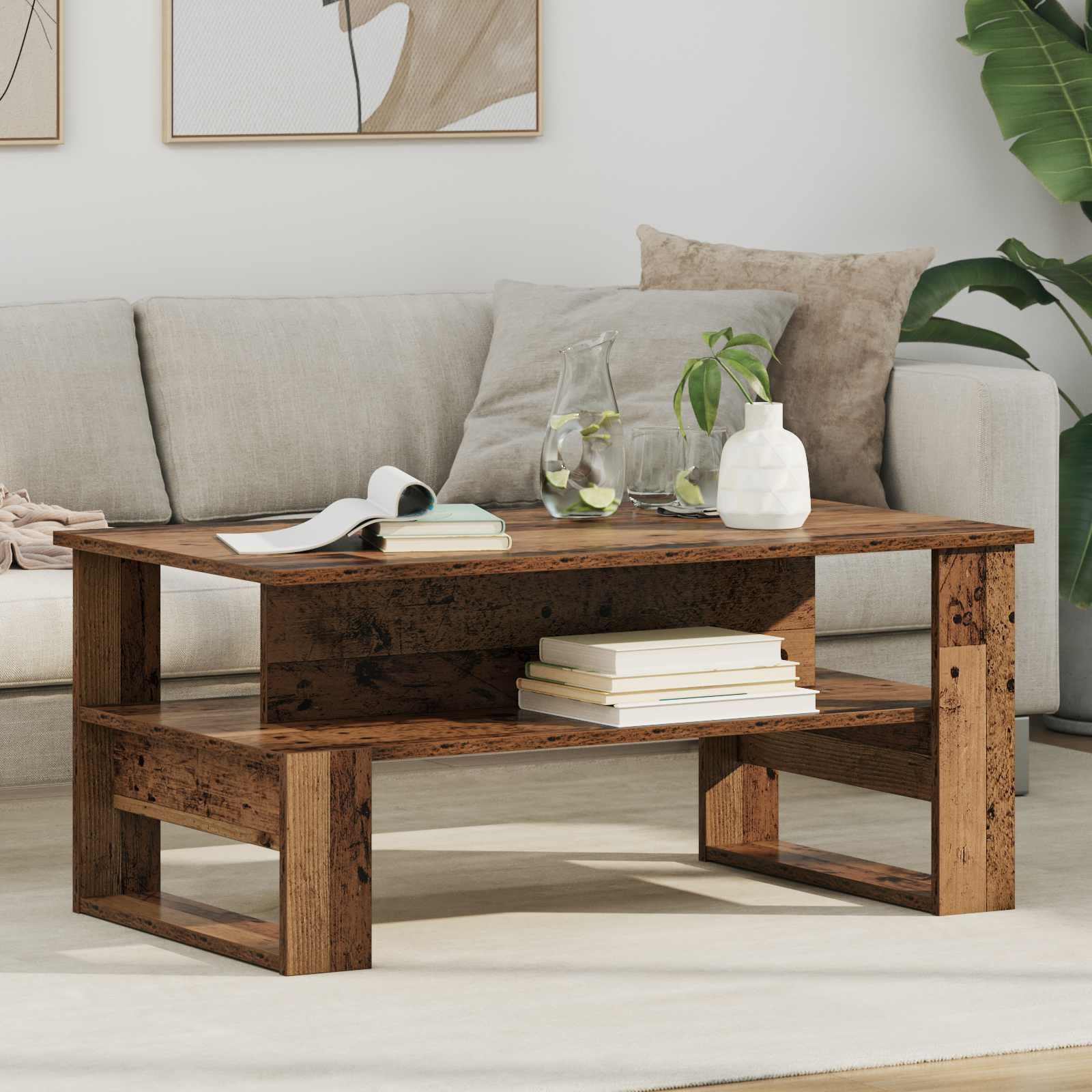 vidaXL Couchtisch Altholz 90 x 50 x 40 cm Holzwerkstoff