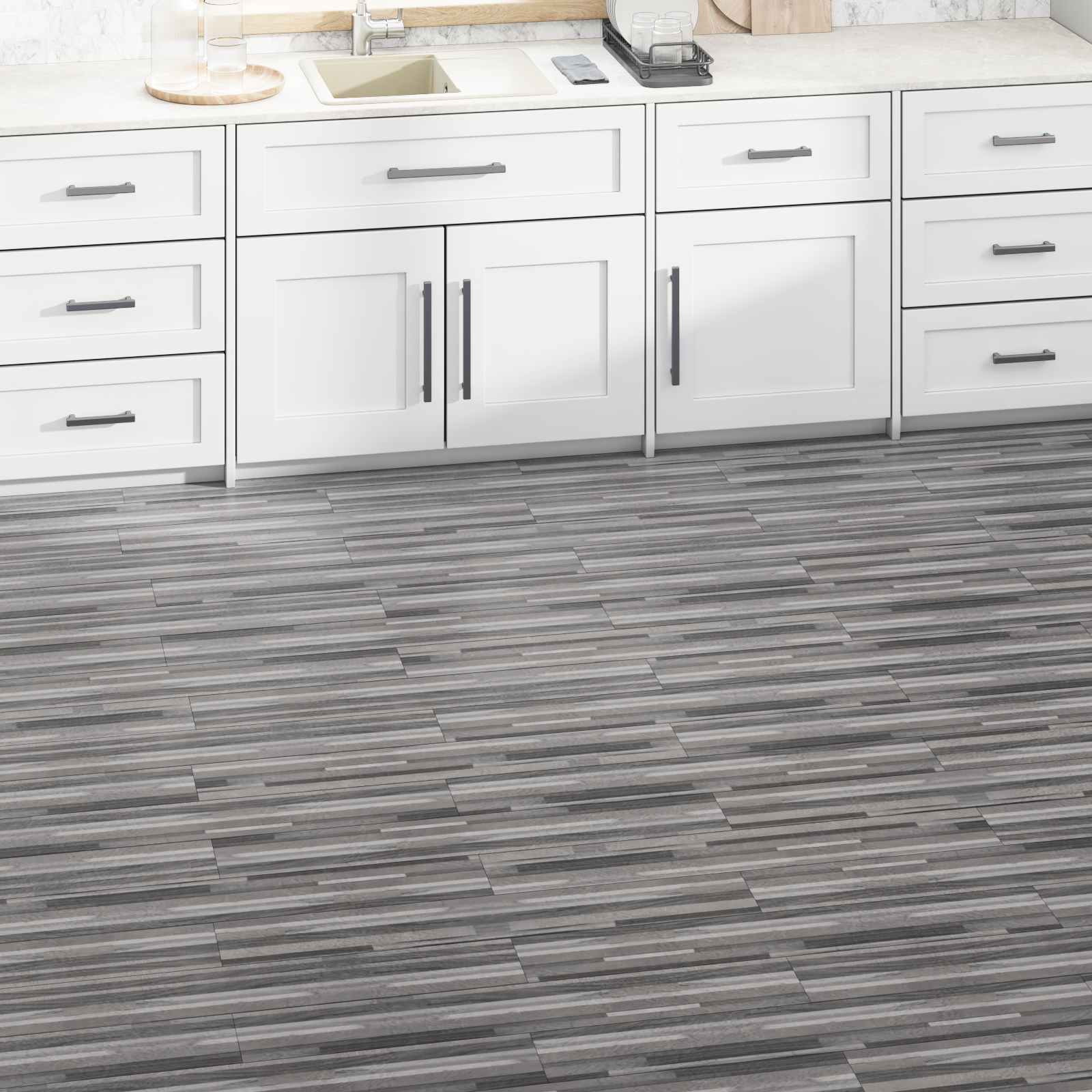 vidaXL Bodenplanken 5,02 m² 36 pcs PVC Gestreiftes Grau