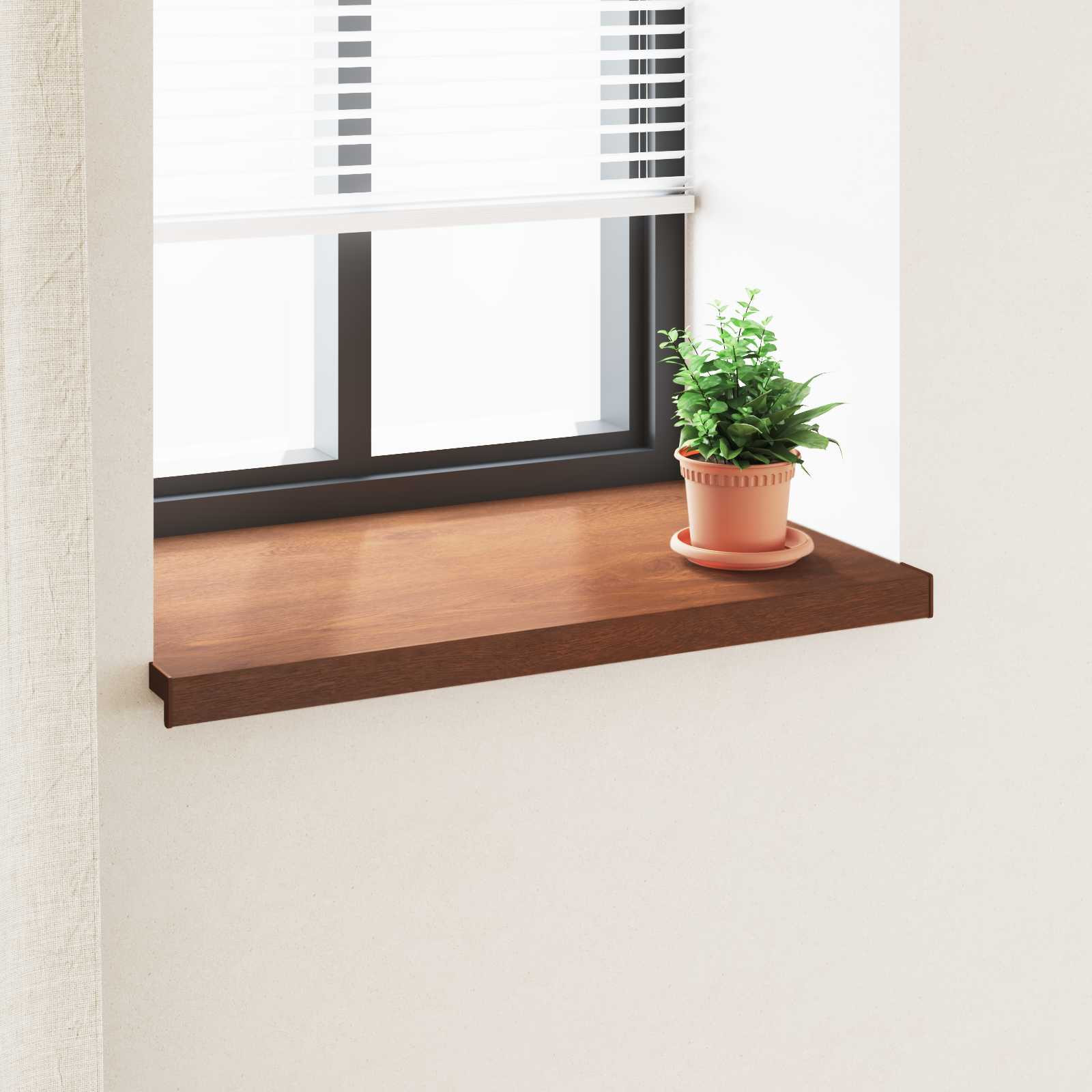 vidaXL Fensterbank Braunes Holz 100 x 50 x 4,5 cm PVC