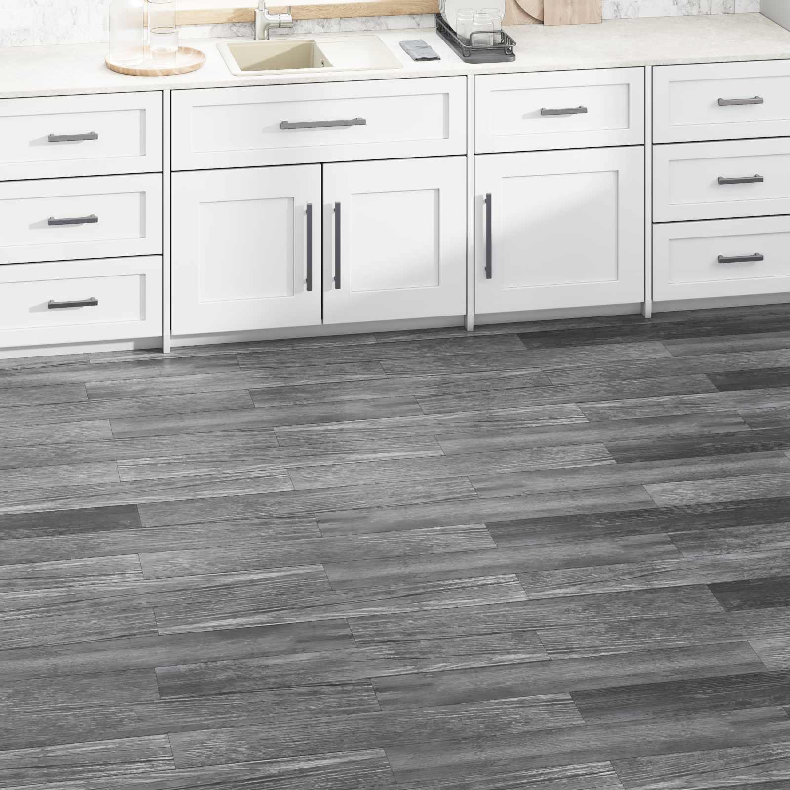vidaXL Bodenplanken 36 pcs Glänzendes Grau 5,02 m² PVC