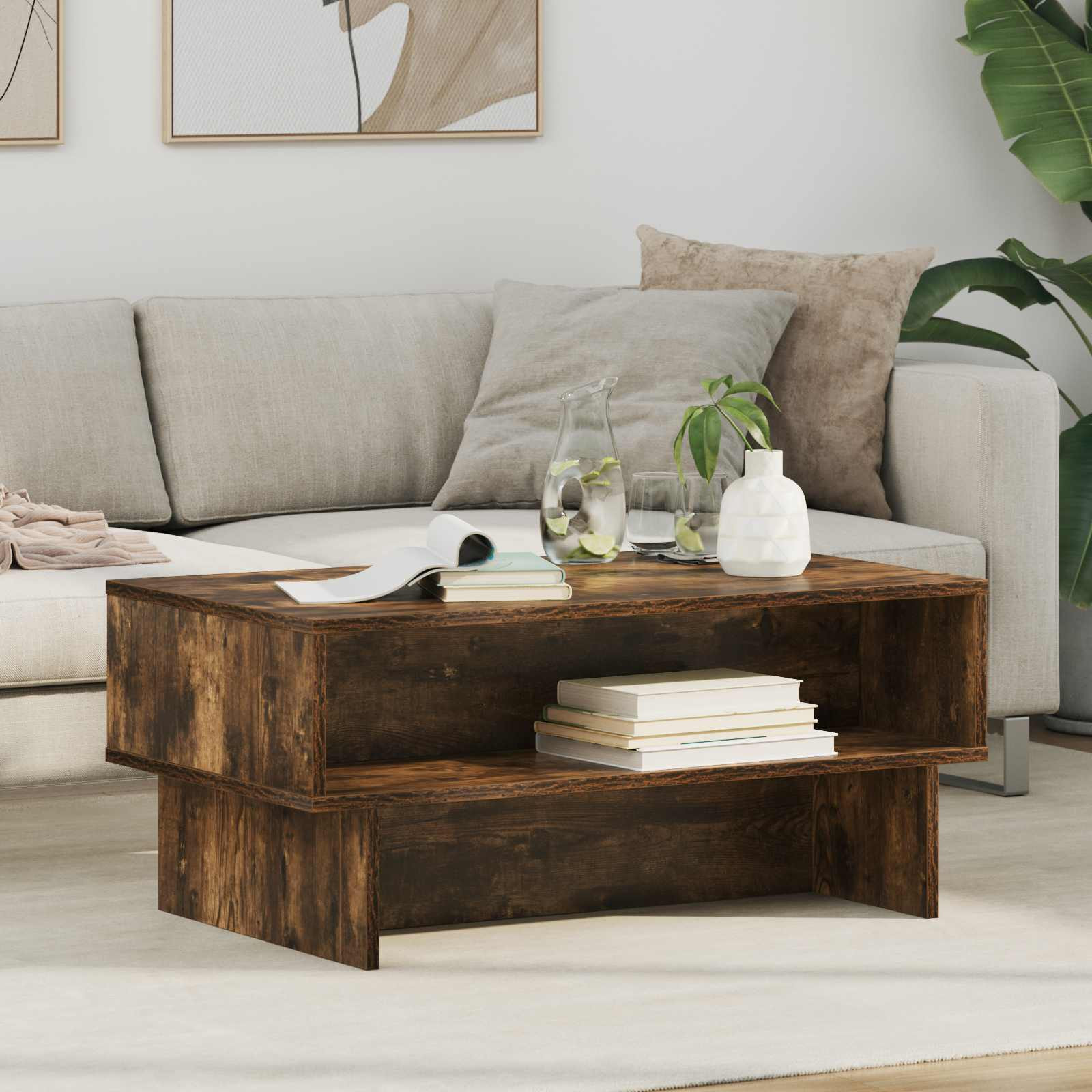vidaXL Couchtisch Geräucherte Eiche 80 x 46 x 35 cm Holzwerkstoff
