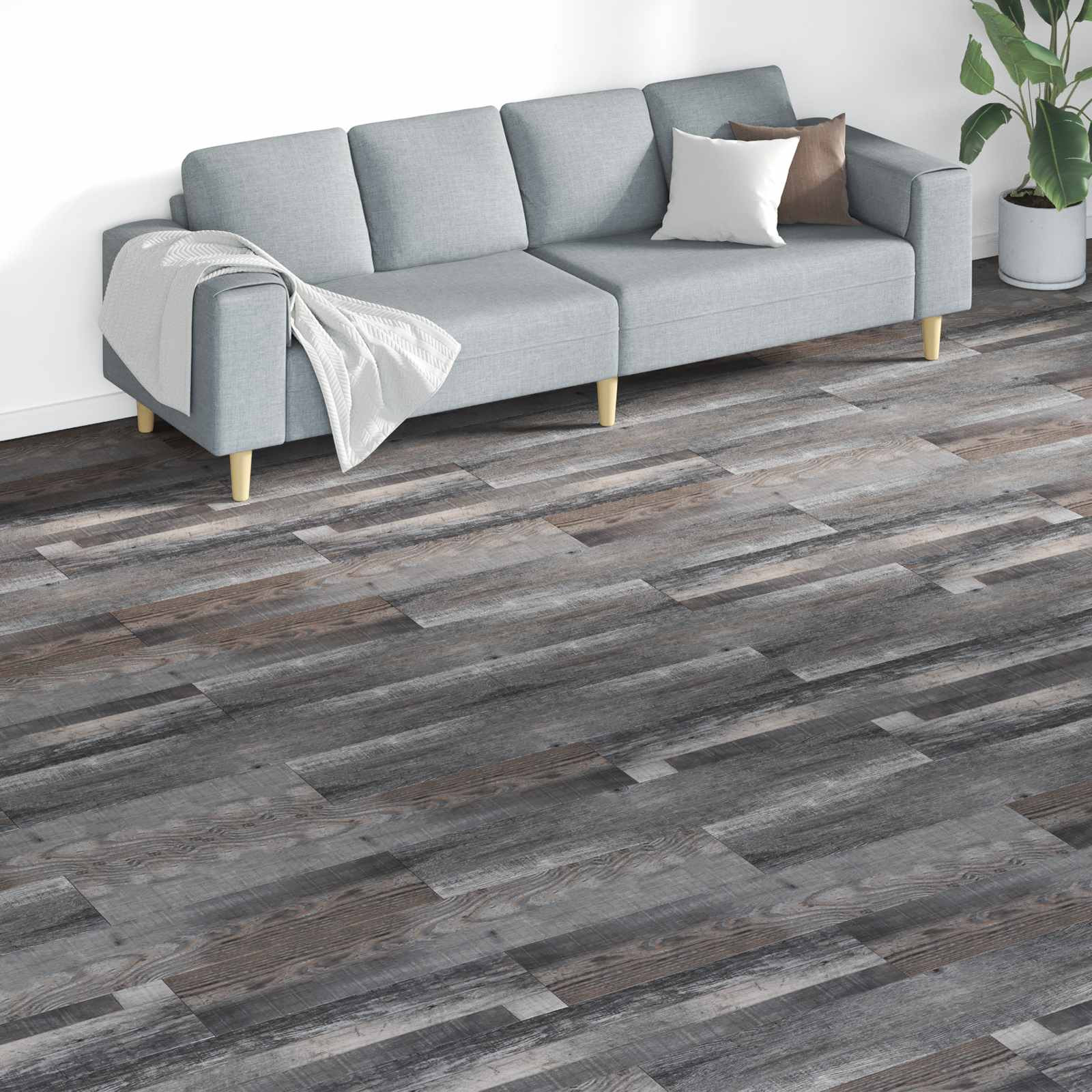 vidaXL Bodenplanken 18 pcs Grau 5,26 m² PVC