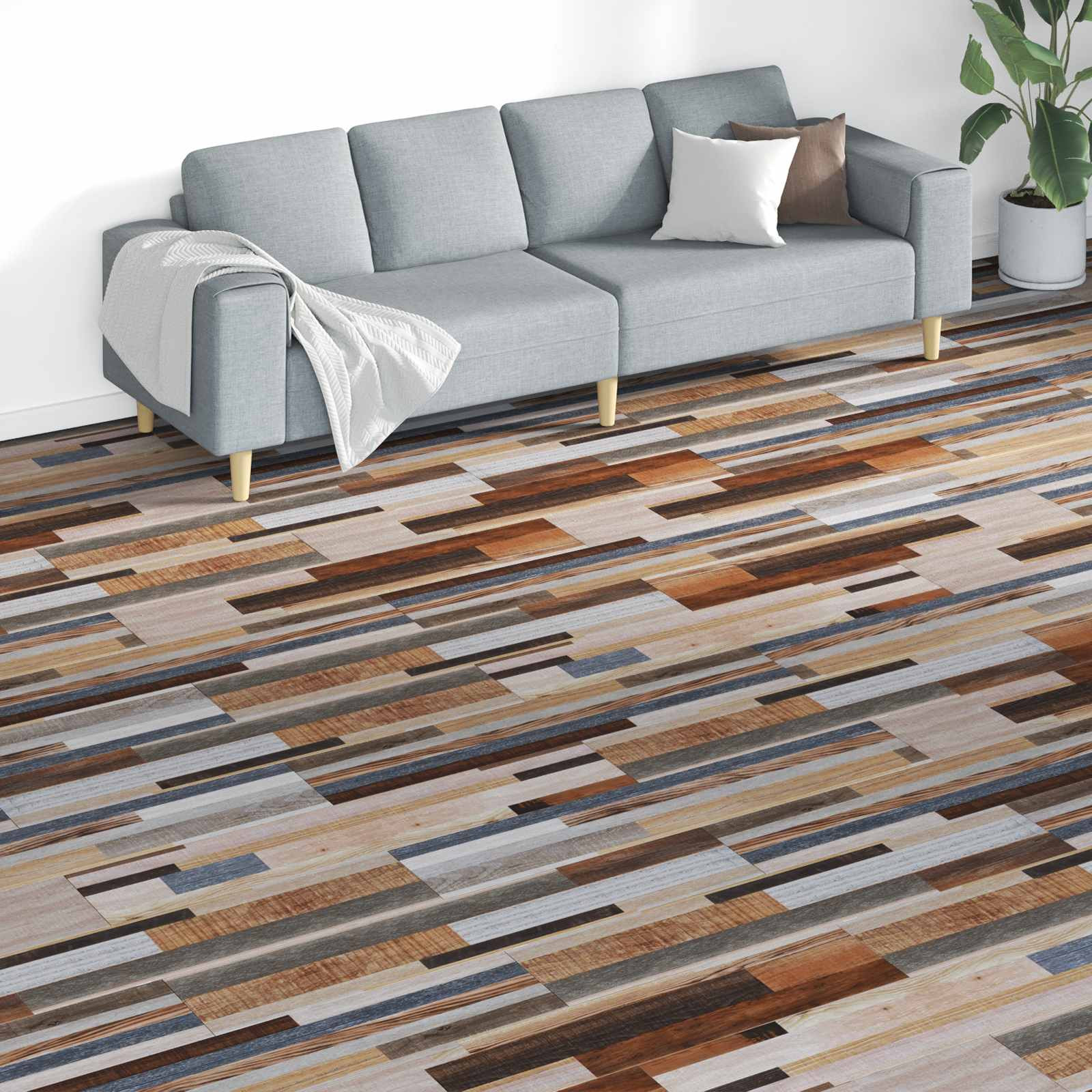 vidaXL Bodenplanken 18 pcs Mehrfarbig 5,26 m² PVC