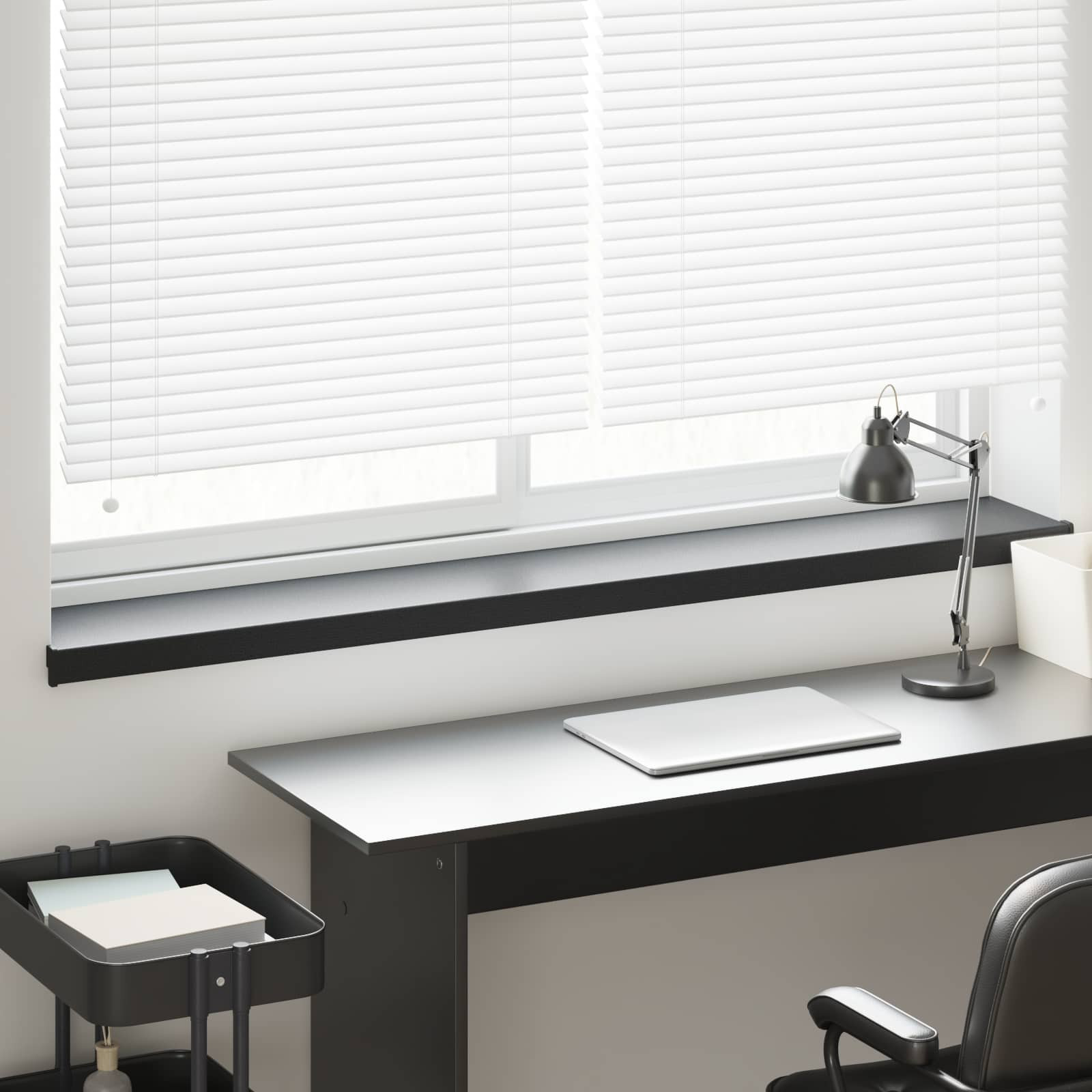 vidaXL Fensterbank Schwarz mit Holzmaserung 160 x 20 x 4,5 cm PVC