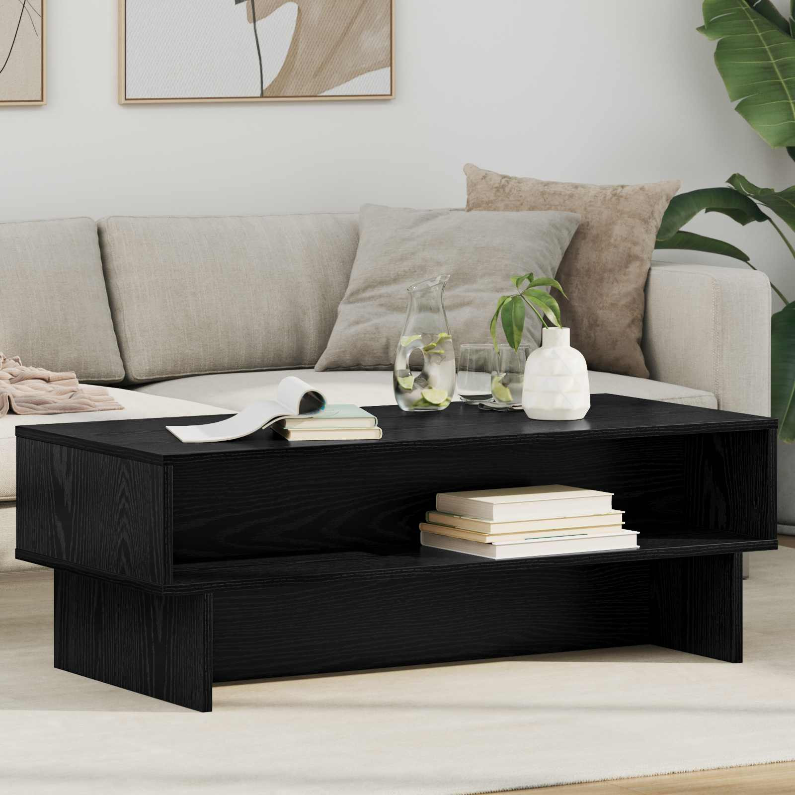 vidaXL Couchtisch Schwarz Eichen-Optik 100 x 46 x 35 cm Holzwerkstoff