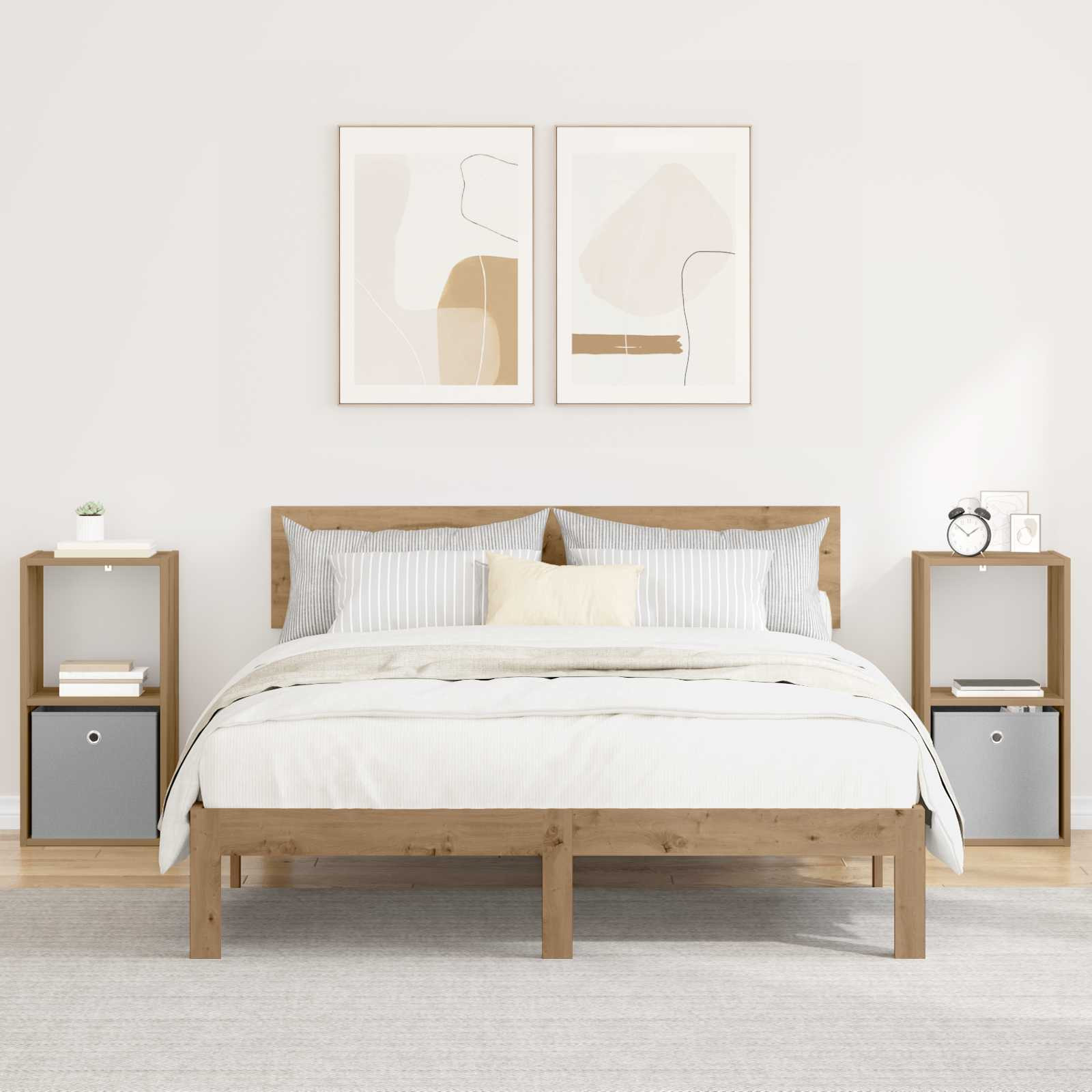 vidaXL Nachttisch 2 Stk. Artisan-Eiche 35 x 32 x 68,5 cm Holzwerkstoff