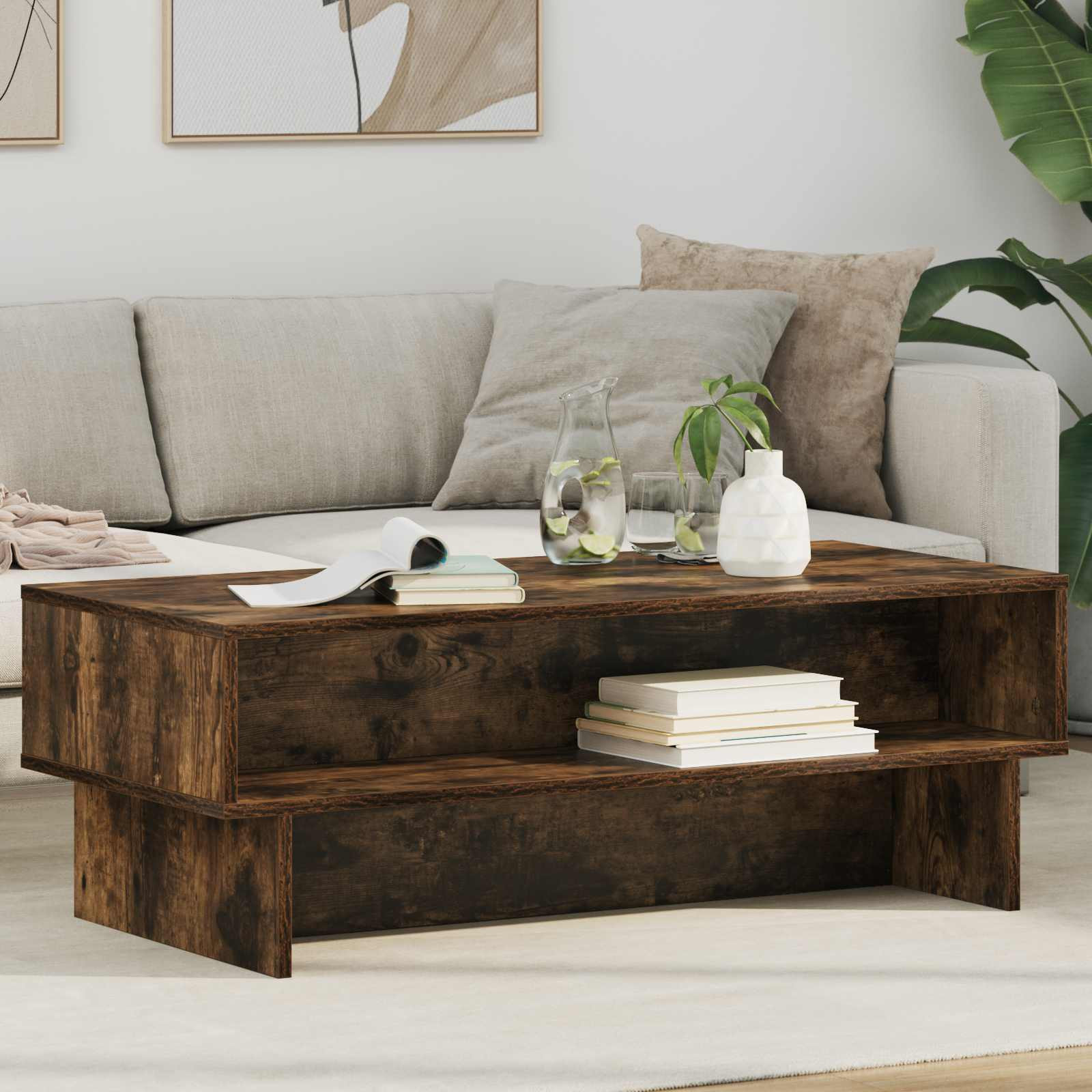 vidaXL Couchtisch Geräucherte Eiche 100 x 46 x 35 cm Holzwerkstoff
