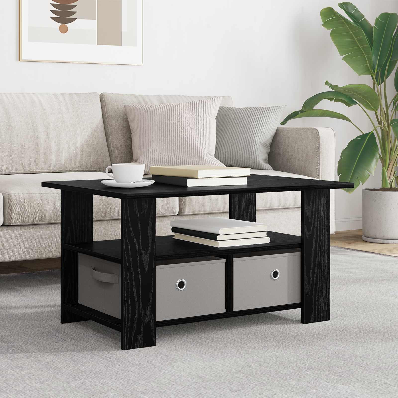 vidaXL Couchtisch Schwarz Eichen-Optik 77 x 55 x 42 cm Holzwerkstoff