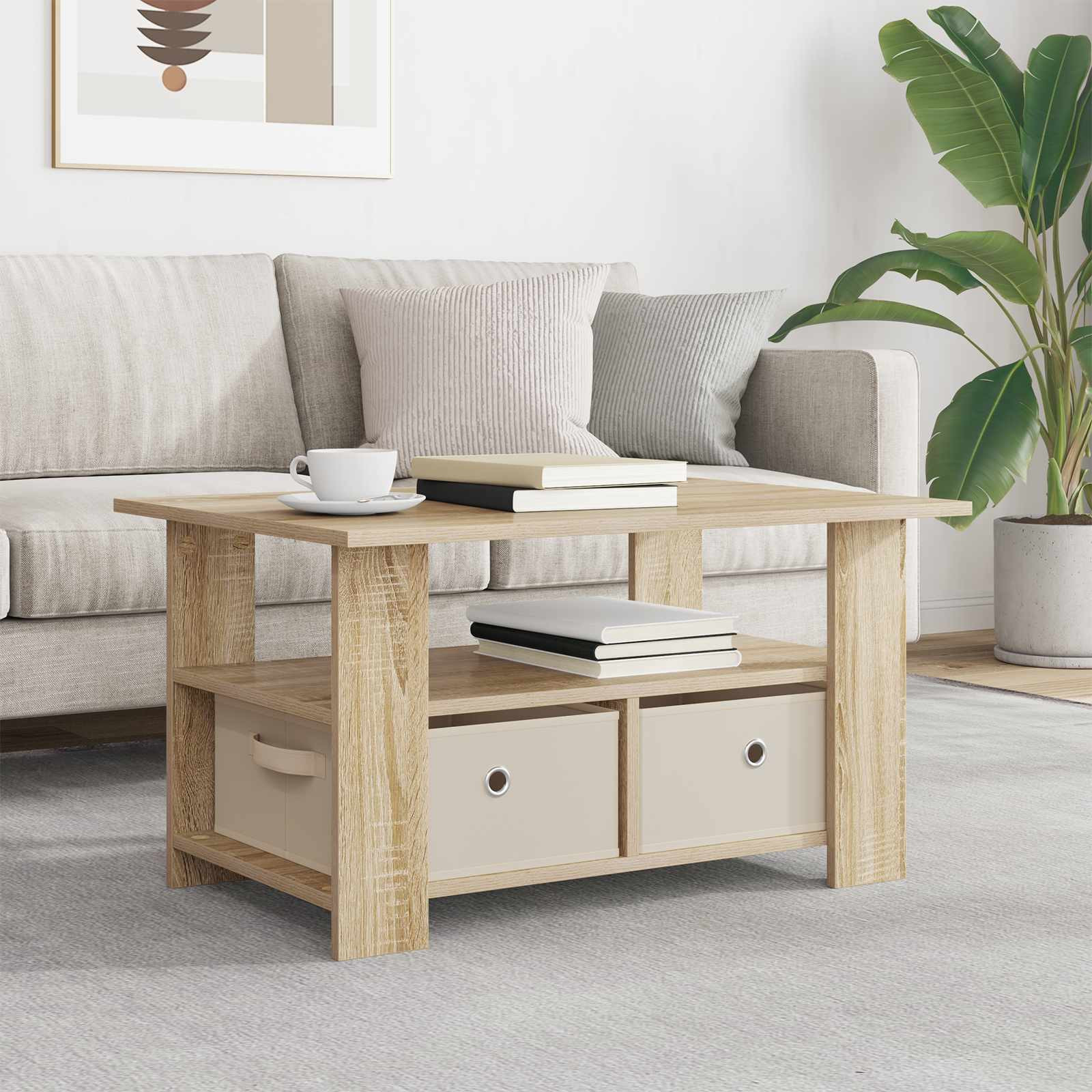 vidaXL Couchtisch Sonoma-Eiche 77 x 55 x 42 cm Holzwerkstoff