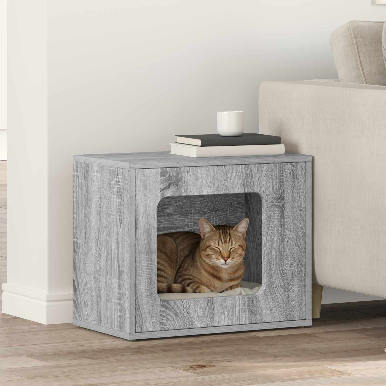 vidaXL Katzenhaus Graues Sonoma 51 x 30 x 42,5 cm Holzwerkstoff