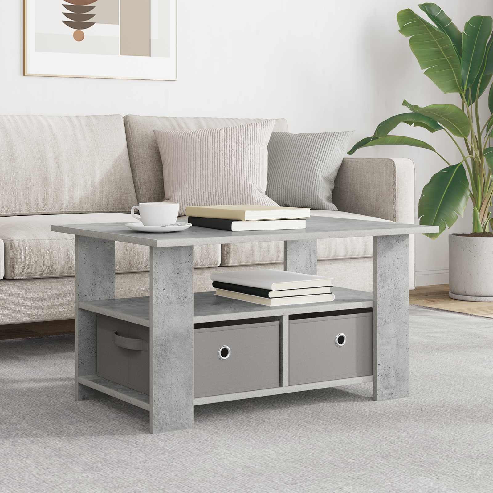 vidaXL Couchtisch Beton Grau 77 x 55 x 42 cm Holzwerkstoff