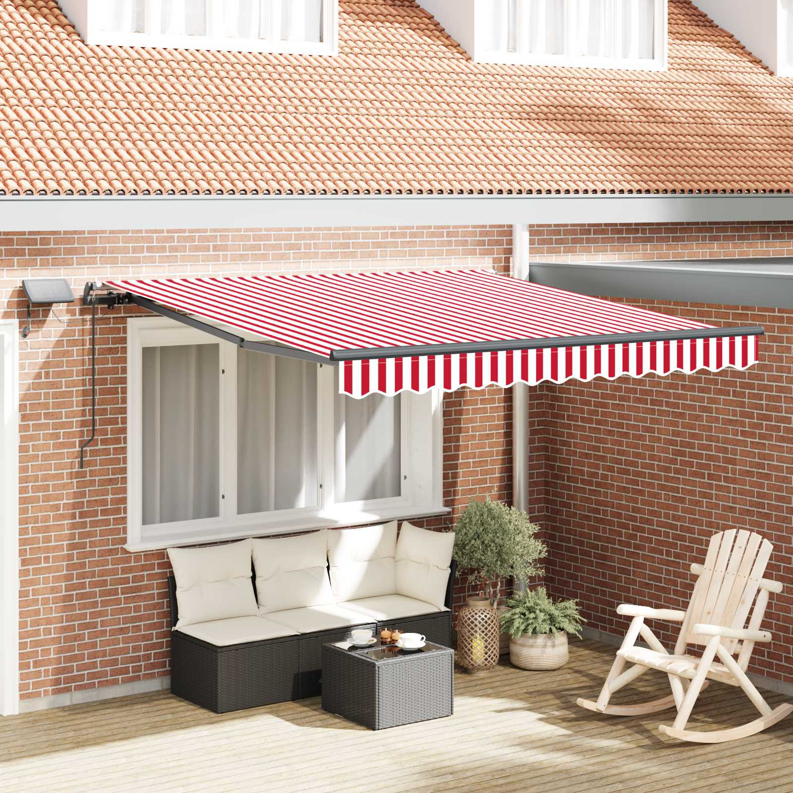 vidaXL Ausziehbare Markise Rot und Weiß 350 x 250 cm