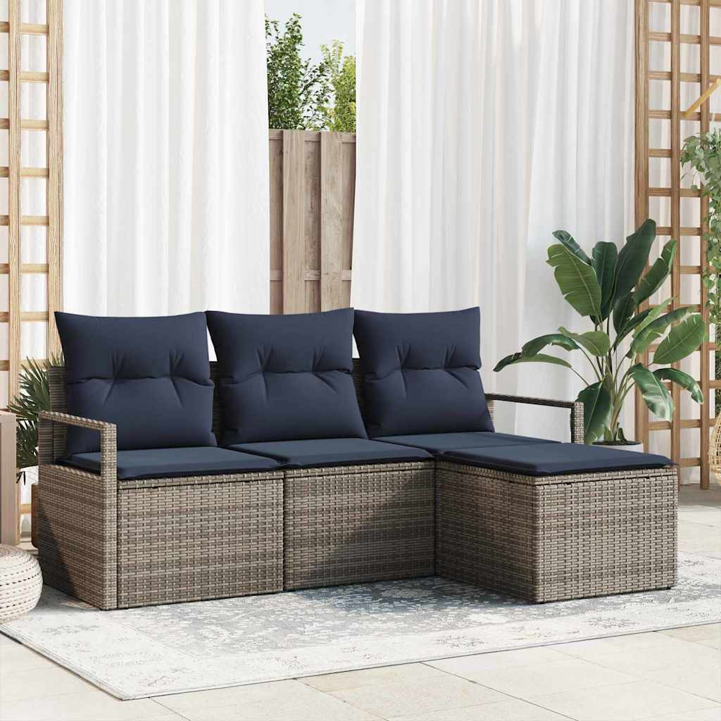 vidaXL Sofa Set 4 pcs Grau Poly-Rattan