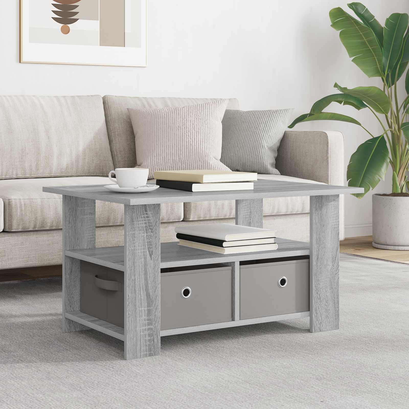 vidaXL Couchtisch Graues Sonoma 77 x 55 x 42 cm Holzwerkstoff